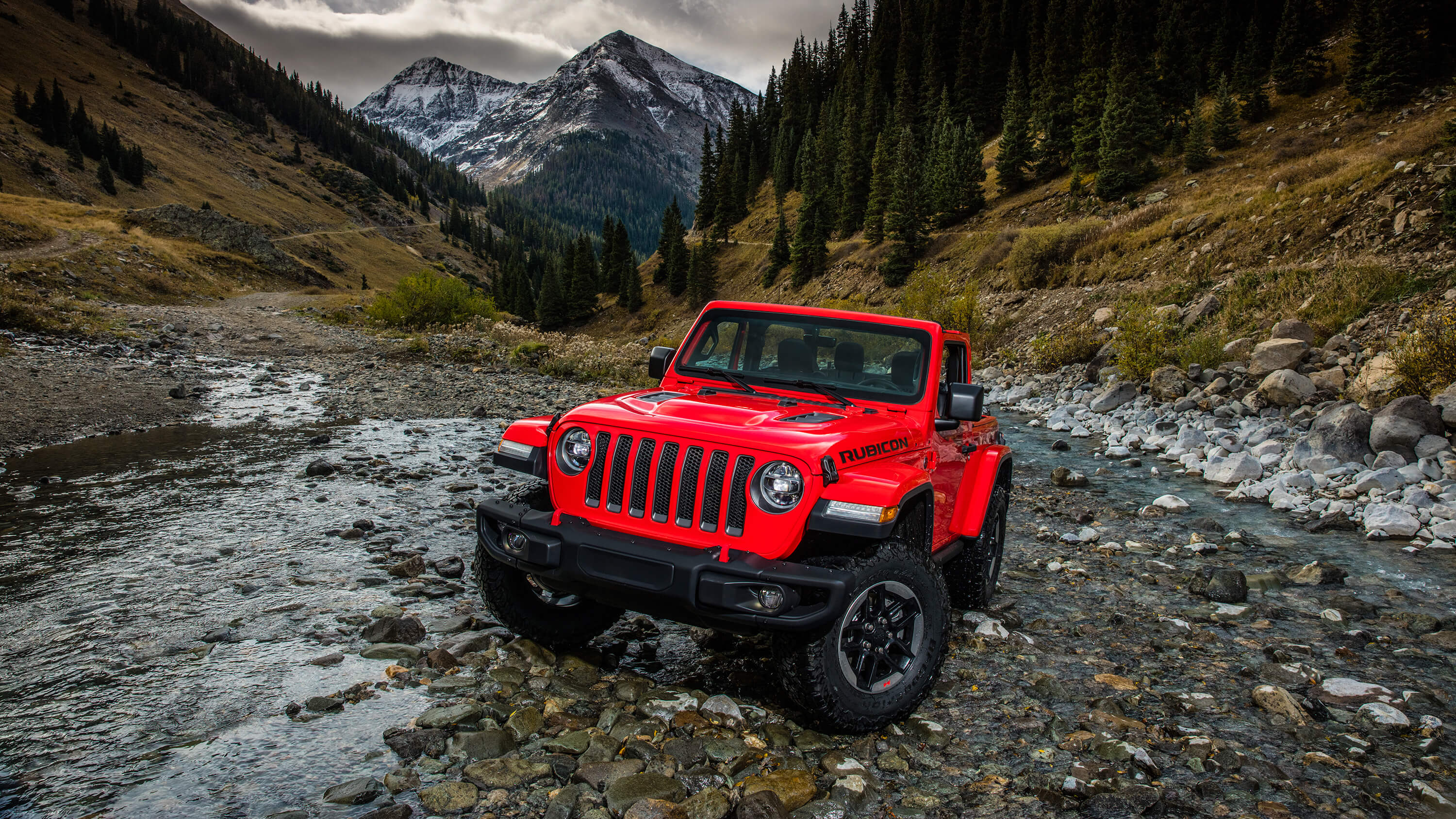 Red Jeep Wrangler Widescreen Wallpaper 65133 3000x1688px