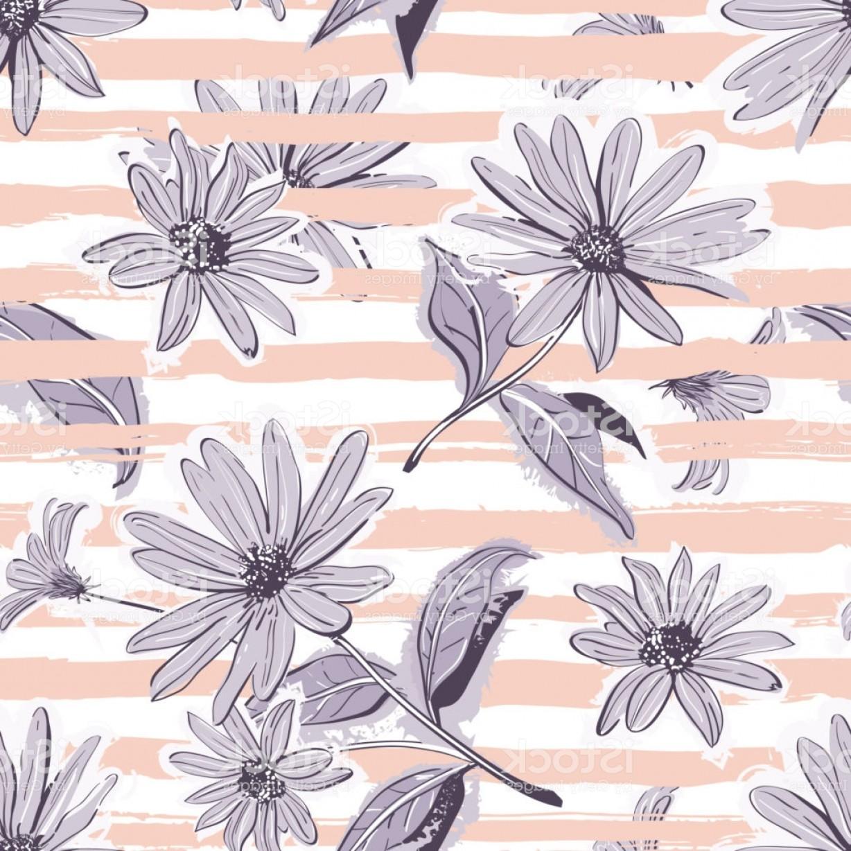 Flower Pattern Seamless Elegant Pastel Striped Background Vintage