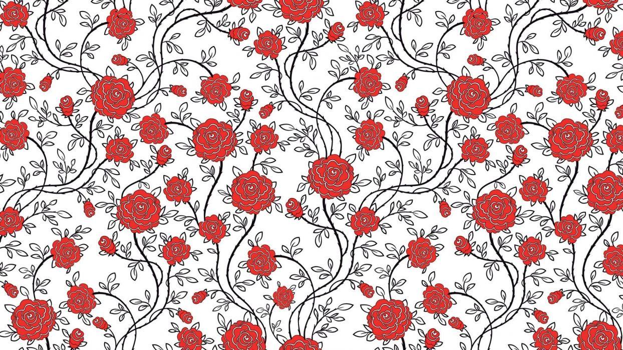 Red Flowers Pattern wallpaperx1080