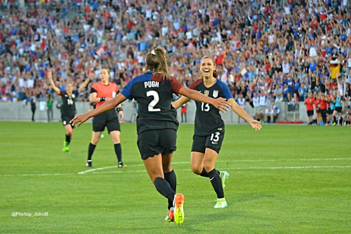 Colorado's Mallory Pugh connects with Alex Morgan to lift the USWNT