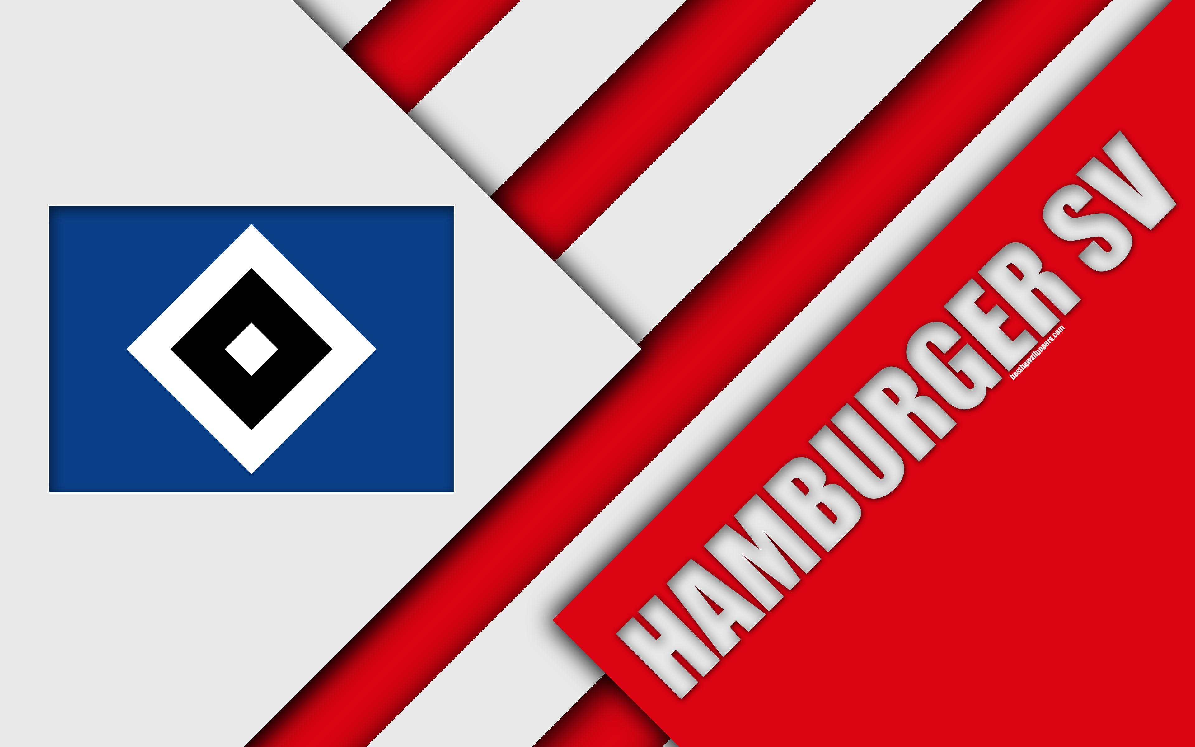 Download wallpaper Hamburger SV, 4k, red white abstraction