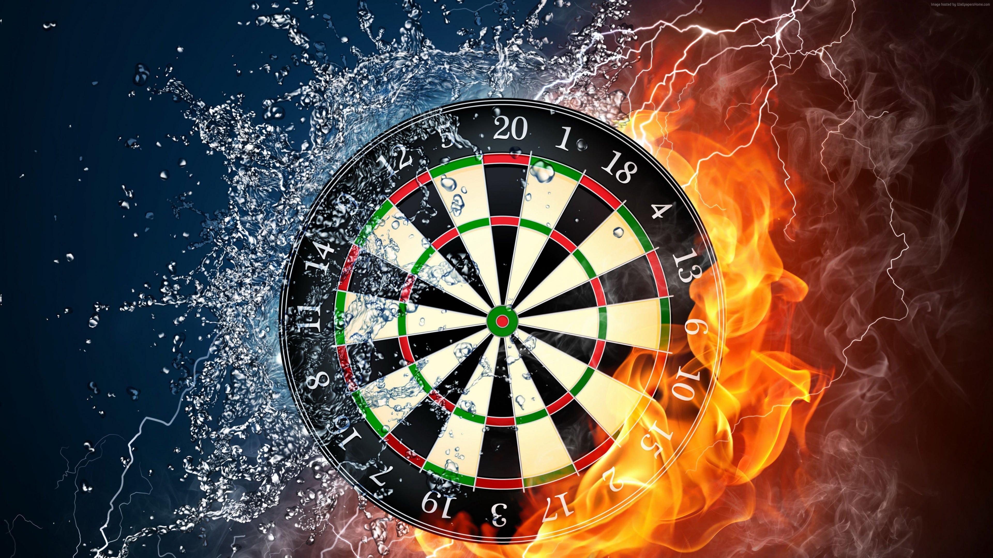 Darts Wheel Target Fire Water Wallpaper and Free