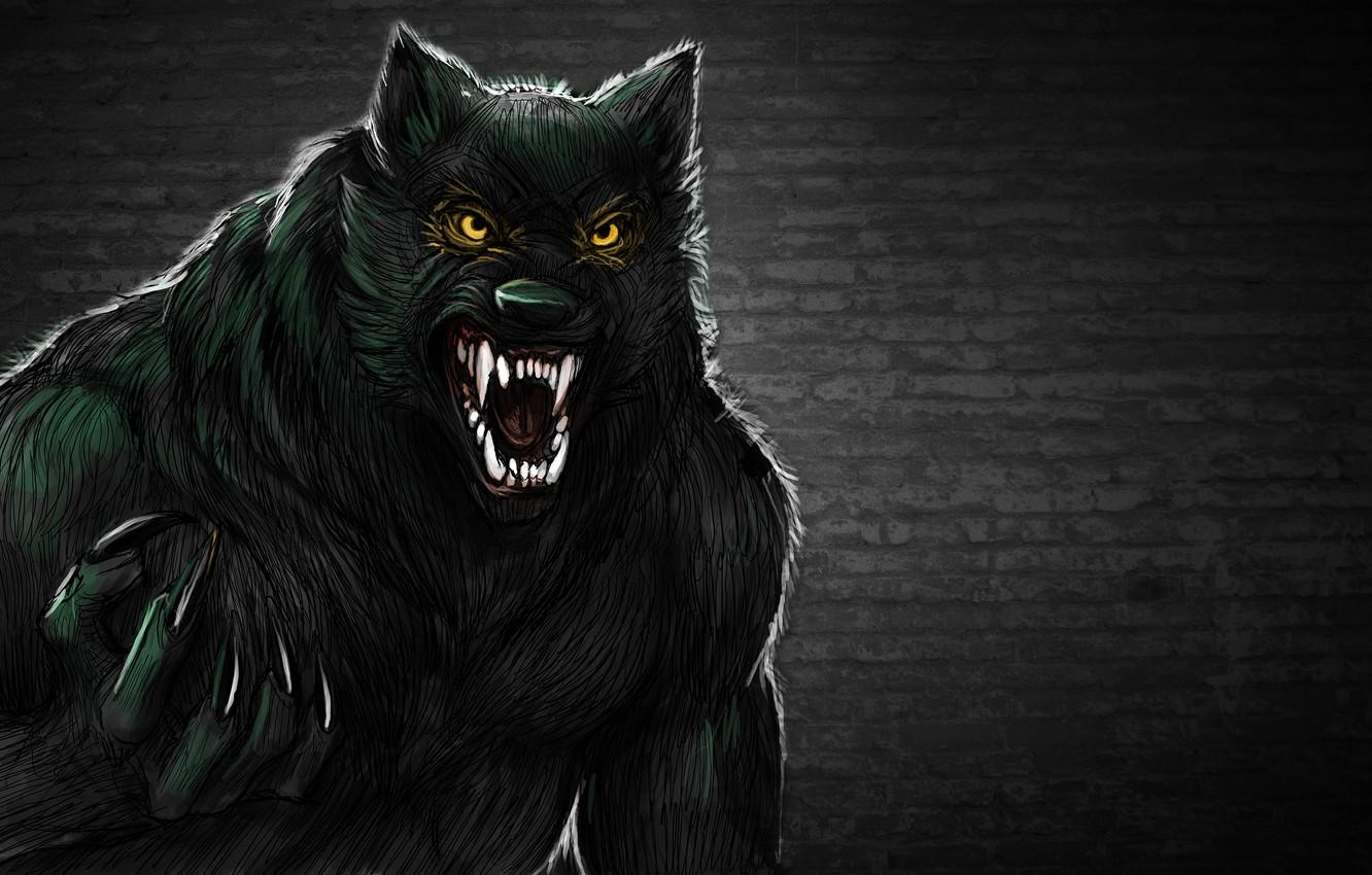 Wallpaper wall, wolf, werewolf, toothy, werewolf image for desktop