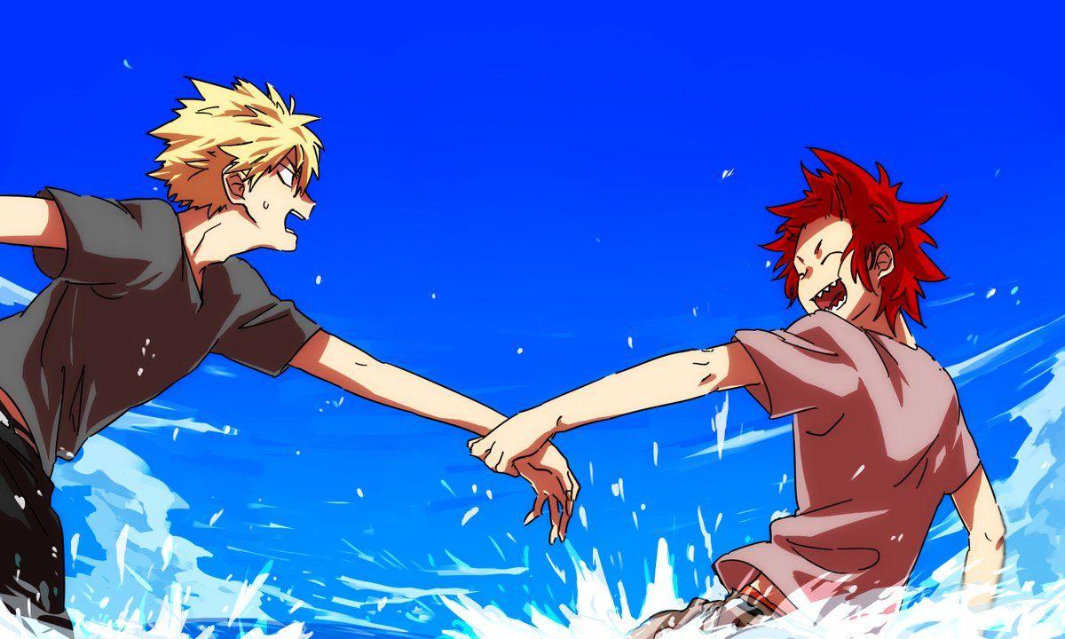 Boku no Hero Academia.. Katsuki Bakugou, Kirishima Eijirou. My hero, Hero, My hero academia