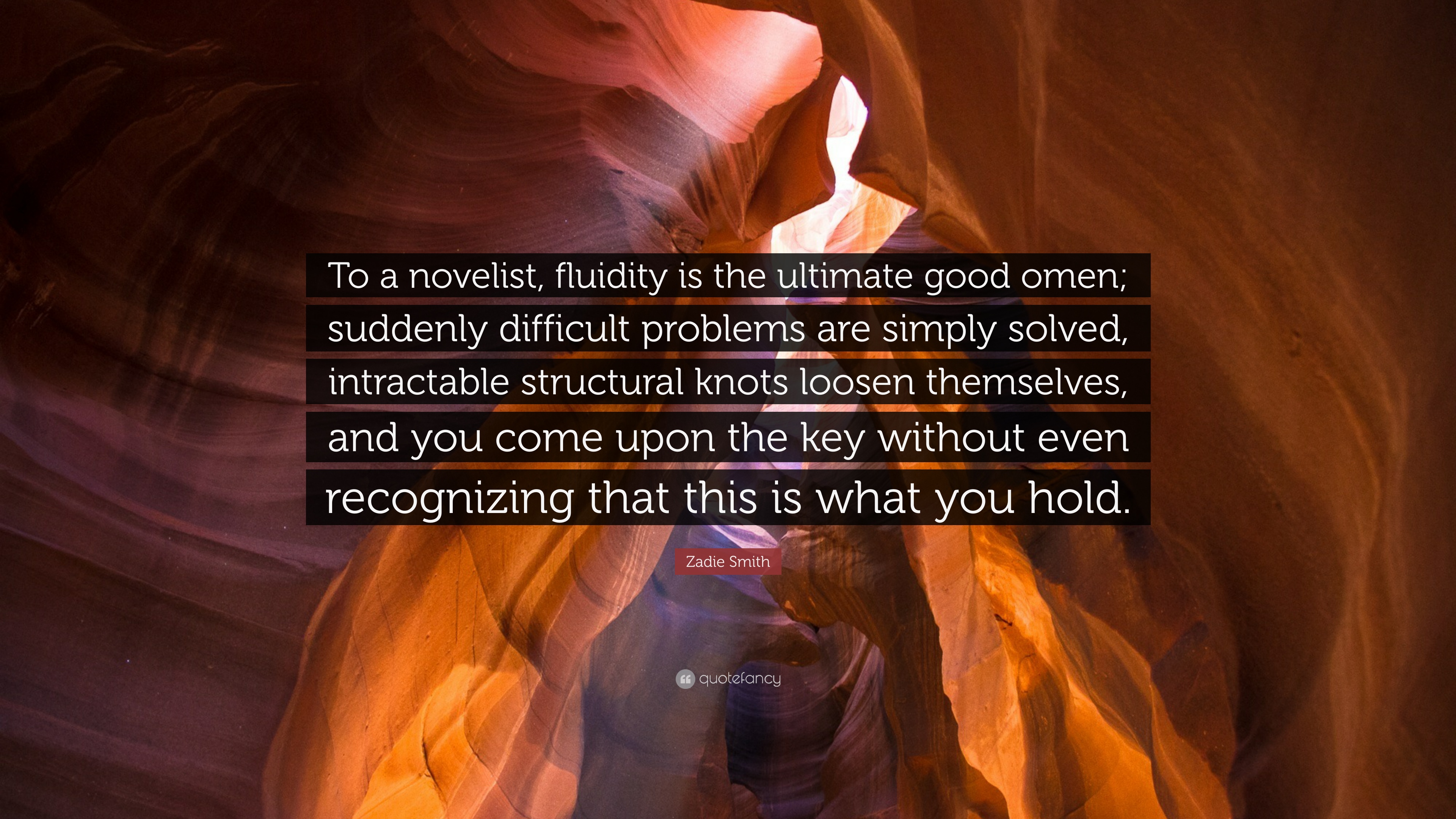 Zadie Smith Quote: “To a novelist, fluidity is the ultimate good