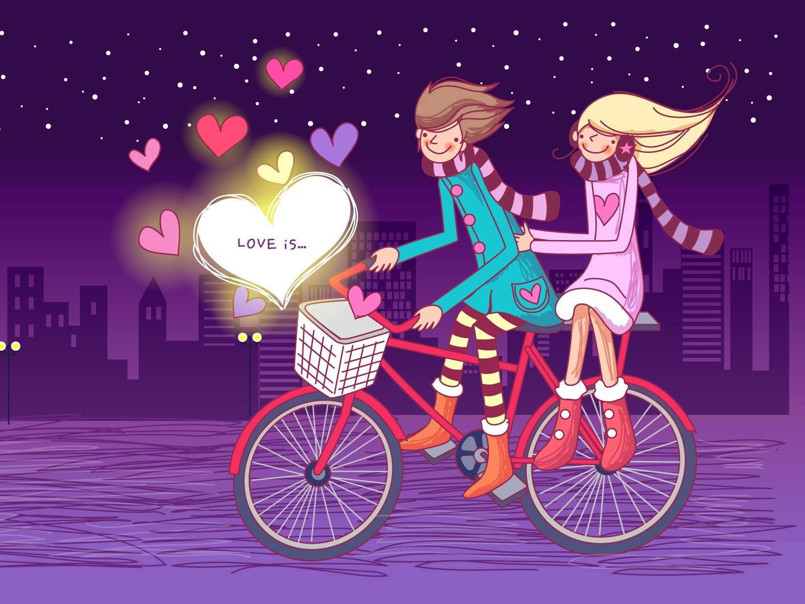 Romantic Bike Lovers Wallpaper