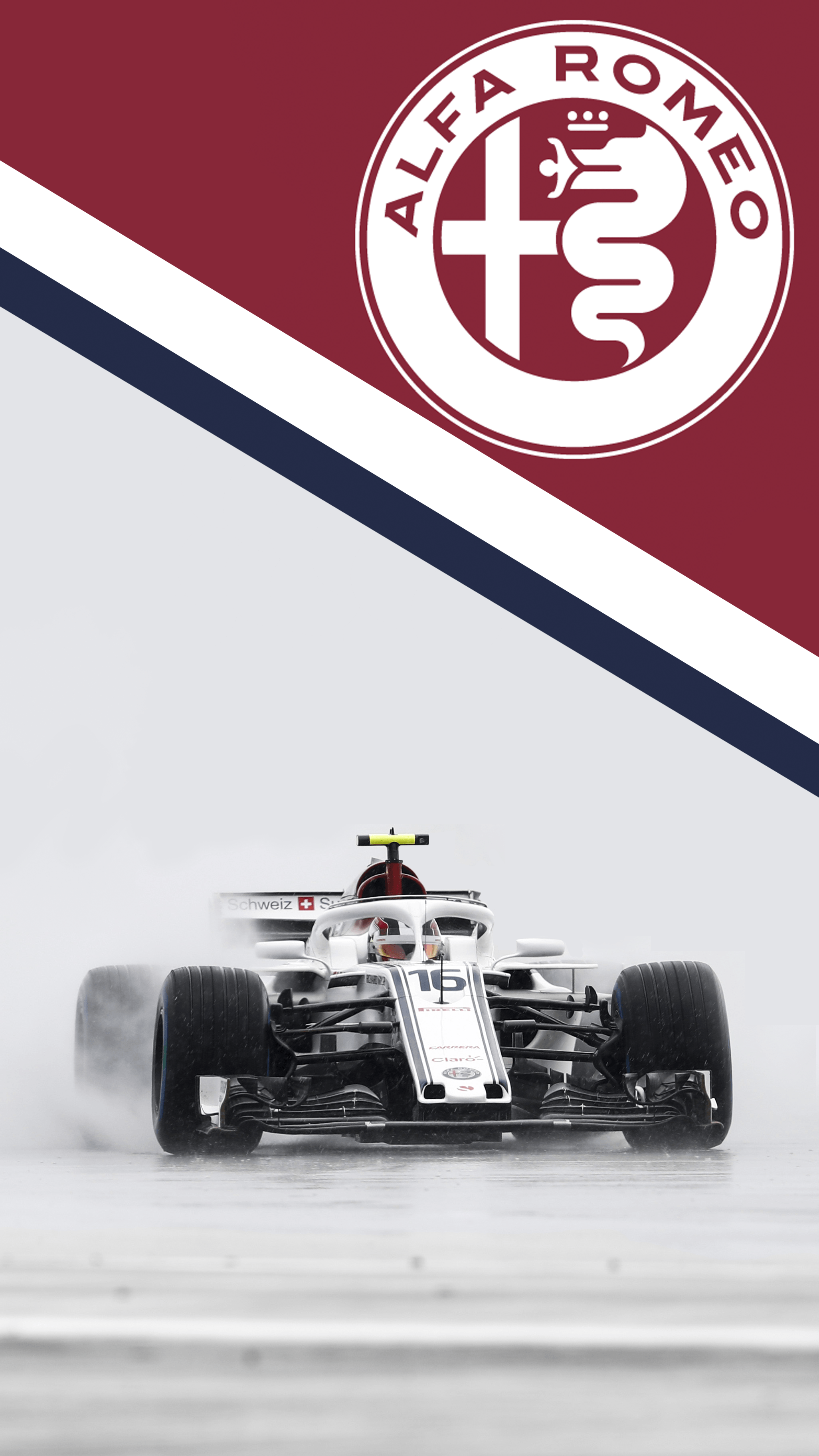 Sauber Leclerc in the Rain [mobile wallpaper]