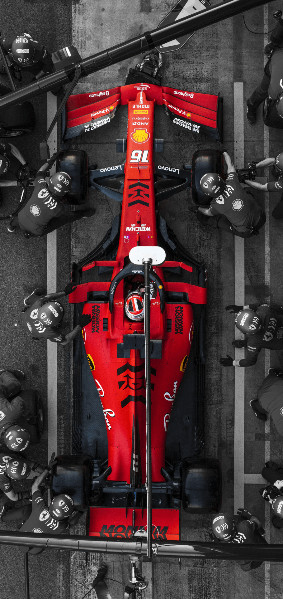 Charles Leclerc's SF90 in the Pits [Mobile Wallpaper].Design