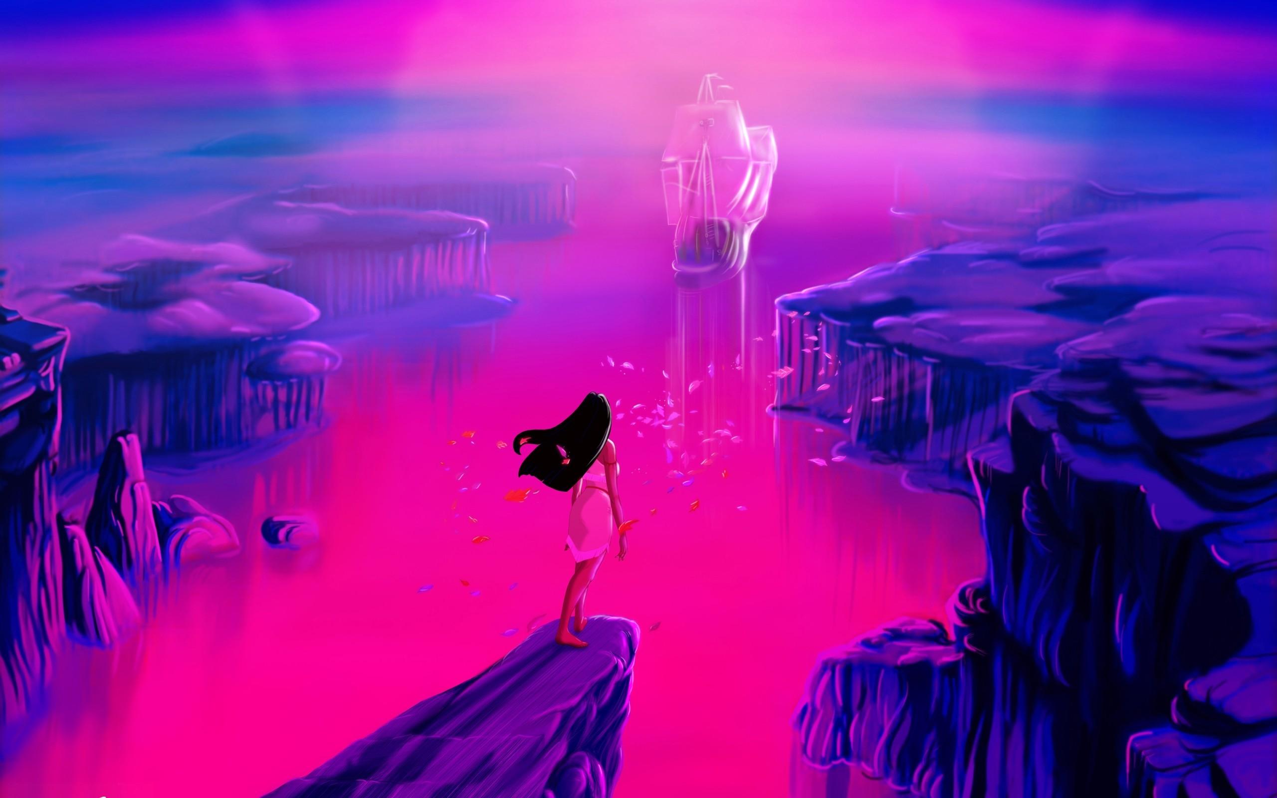 Company leaves ships rocks pocahontas artwork princesses wallpaper