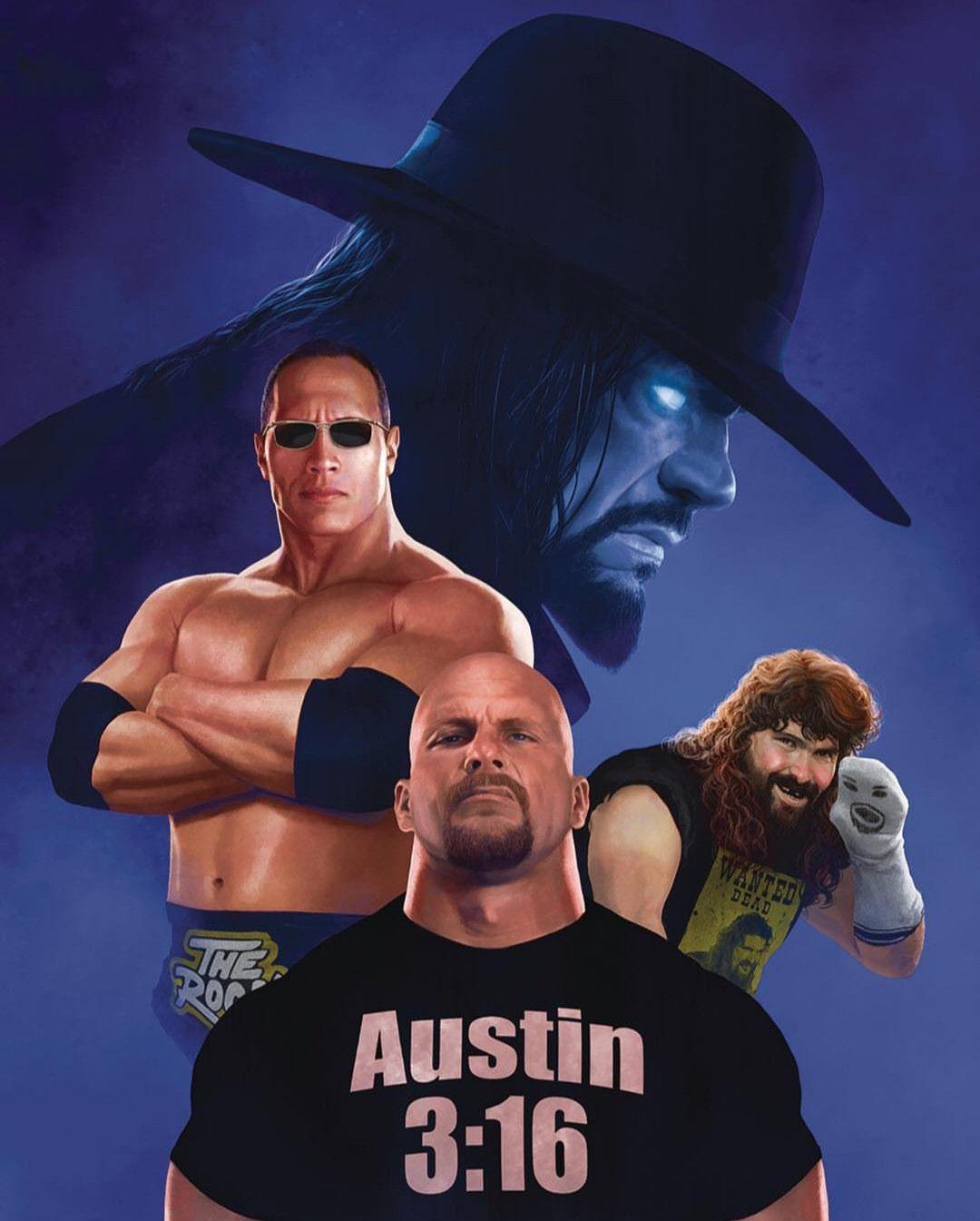 The Undertaker, The Rock, Stone Cold Steve Austin & Cactus Jack