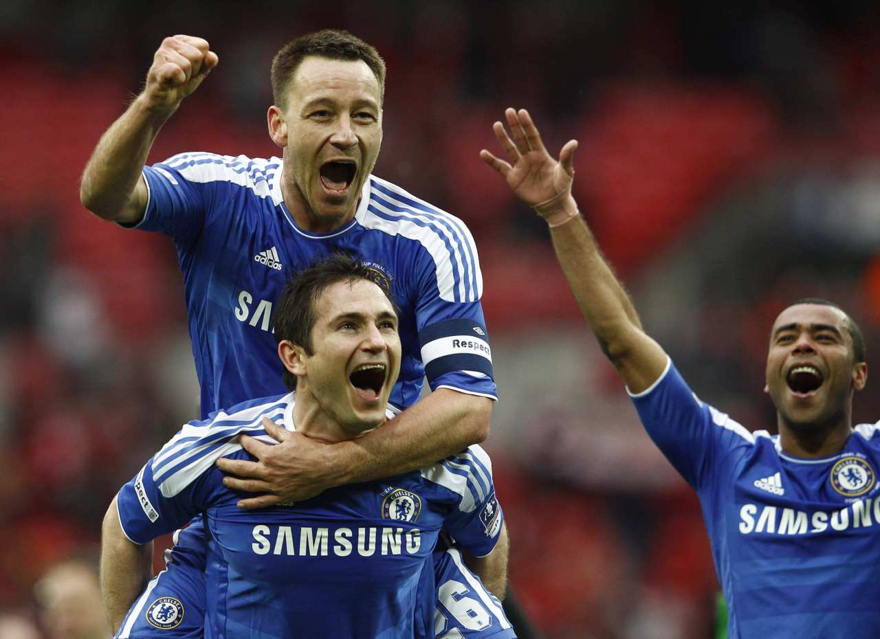 Chelsea's Terry, Lampard and Cole celebrate after their FA Cup final