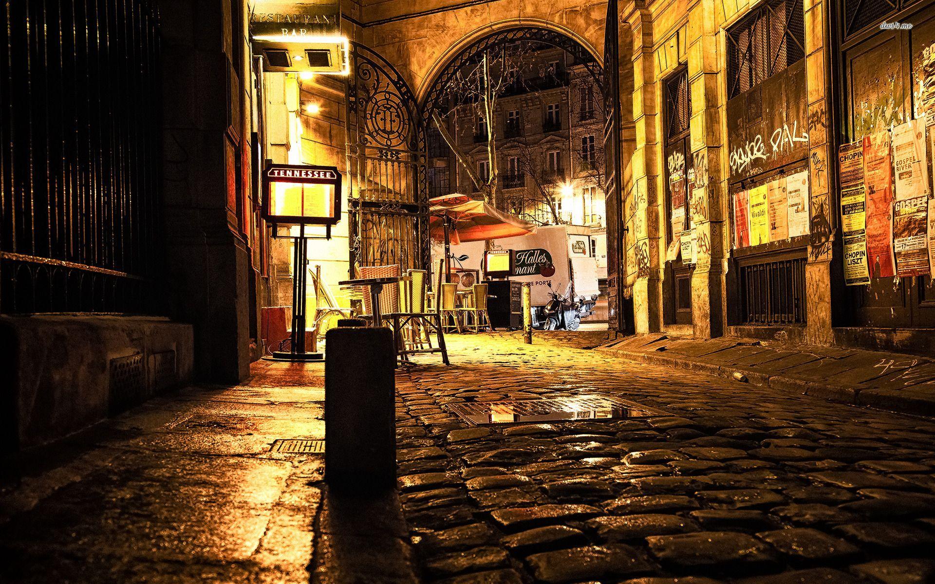 Paris Streets at Night Wallpaper