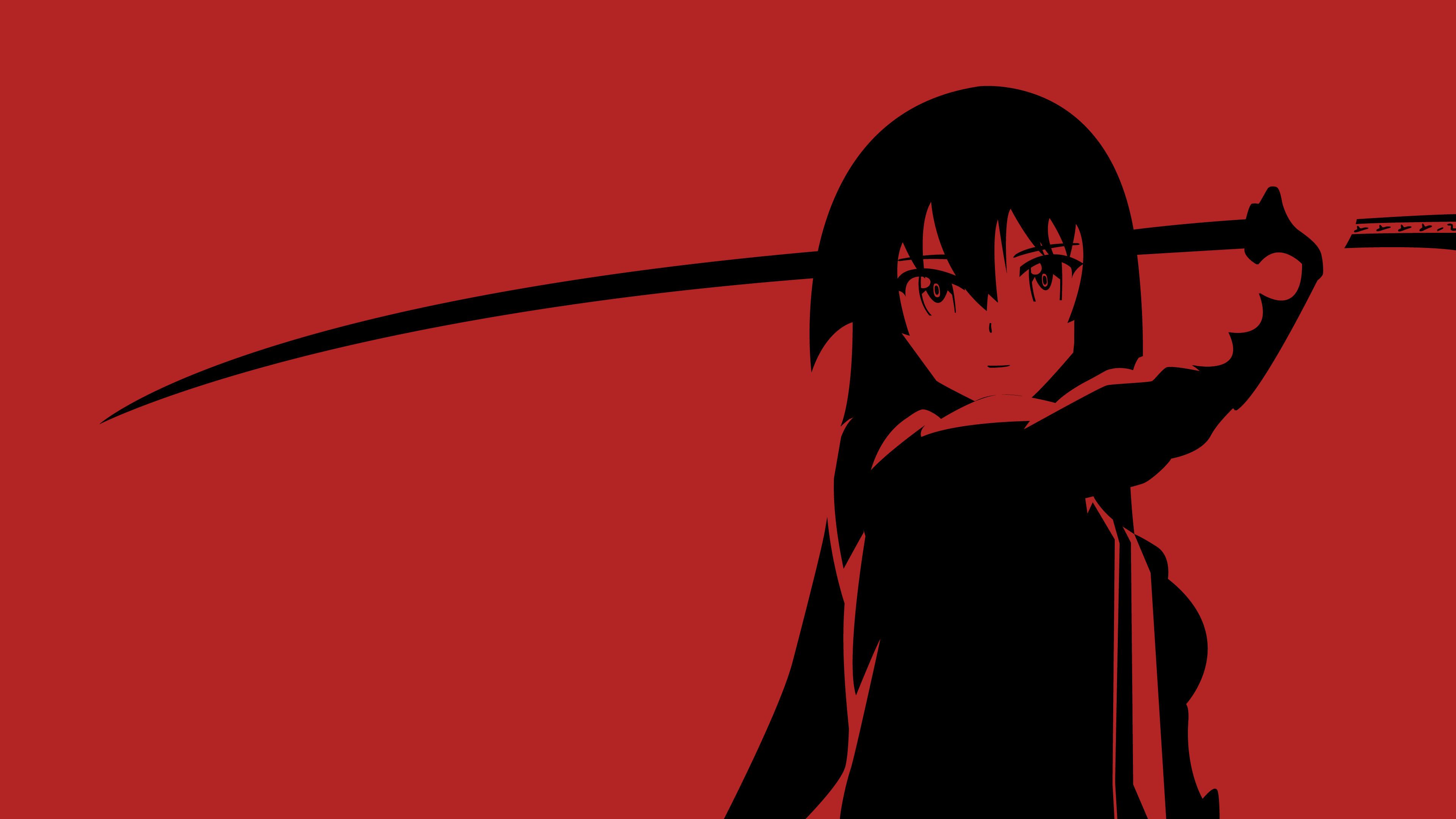 Elfen Lied, red, anime girls, minimalism, anime, Nyu, black, black  background