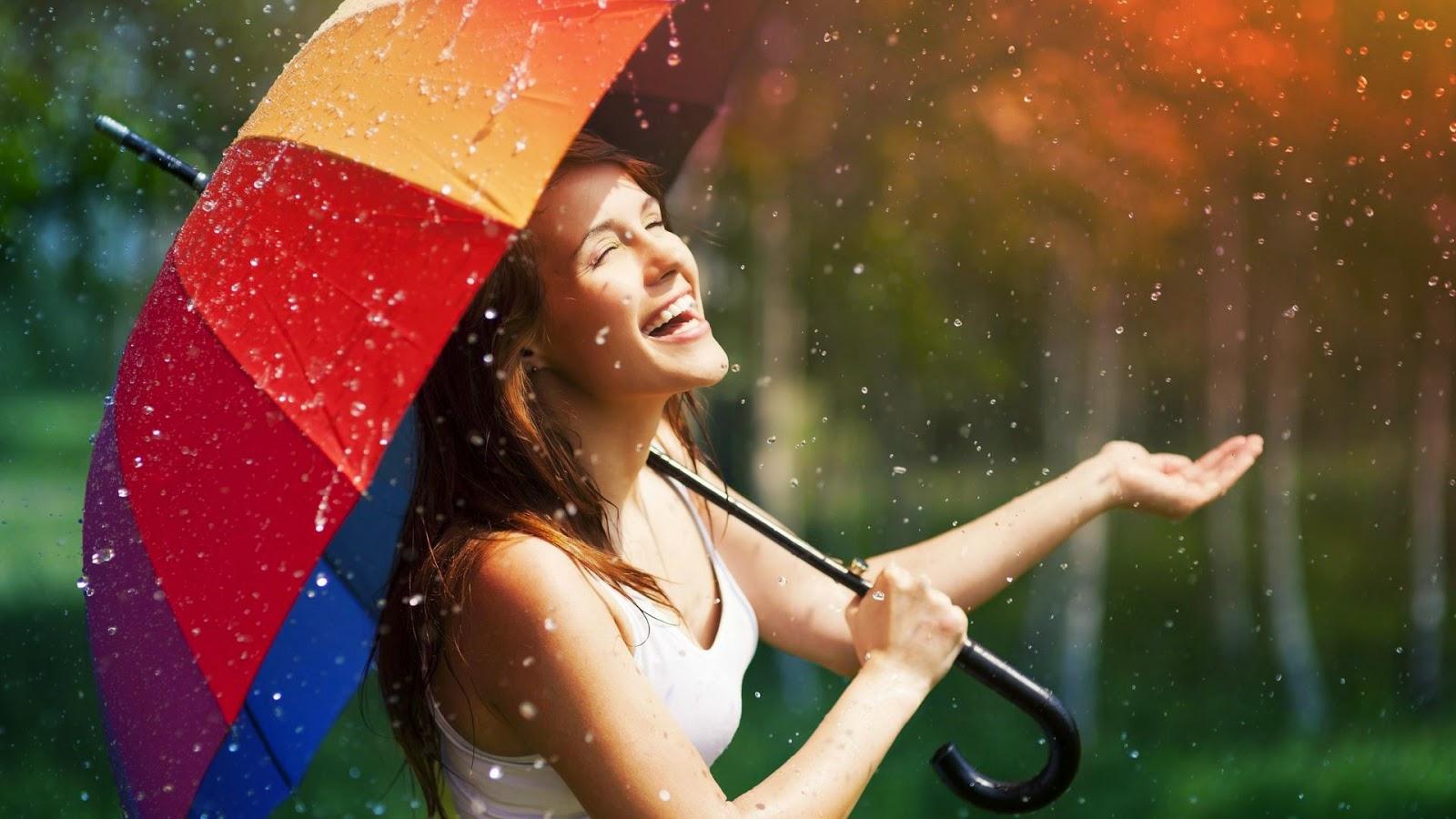 alone happy girl in rain wallpapers