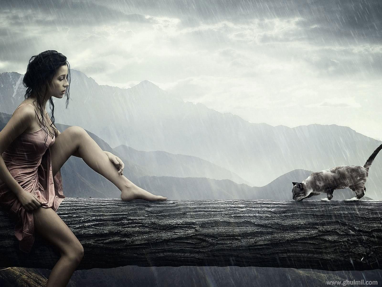 Rain Beautiful Girl Wallpaper