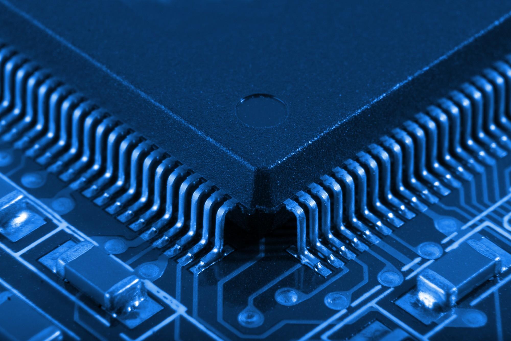 Group of Blue Computer Chip HD Wallpaper