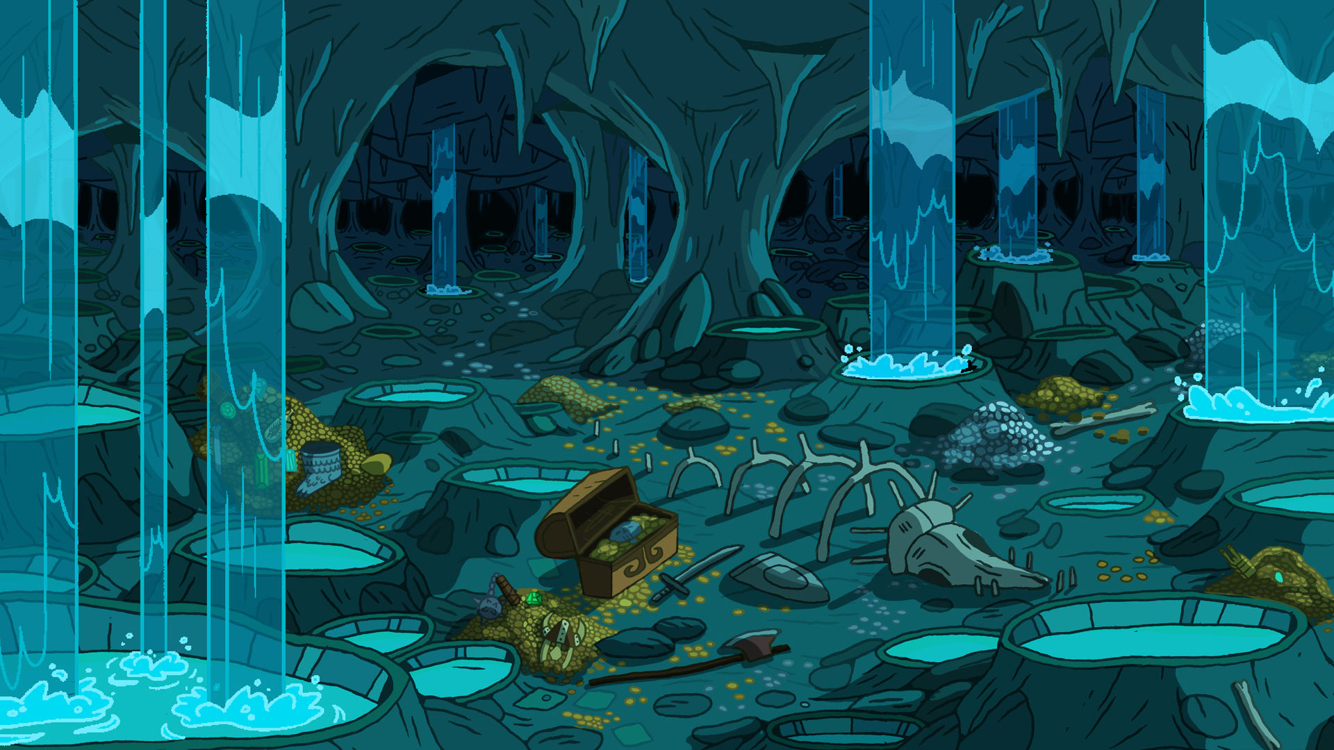 cartoons, caves, Adventure Time, background, treasure wallpaper