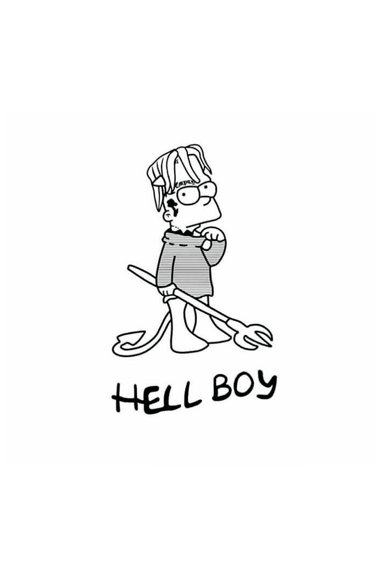 Hellboy (Lil Peep x Bart). Wallpaper Fits all phone sizes