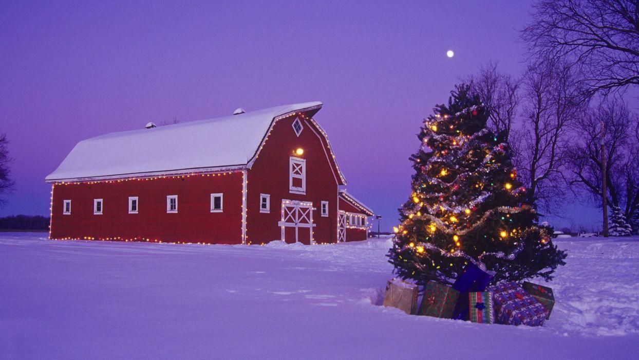 Canada Christmas barn wallpaperx1080