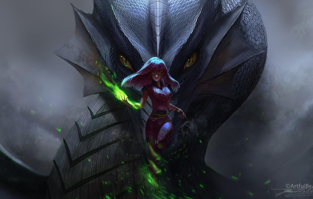 Wallpaper girl, dragon, scales image for desktop, section