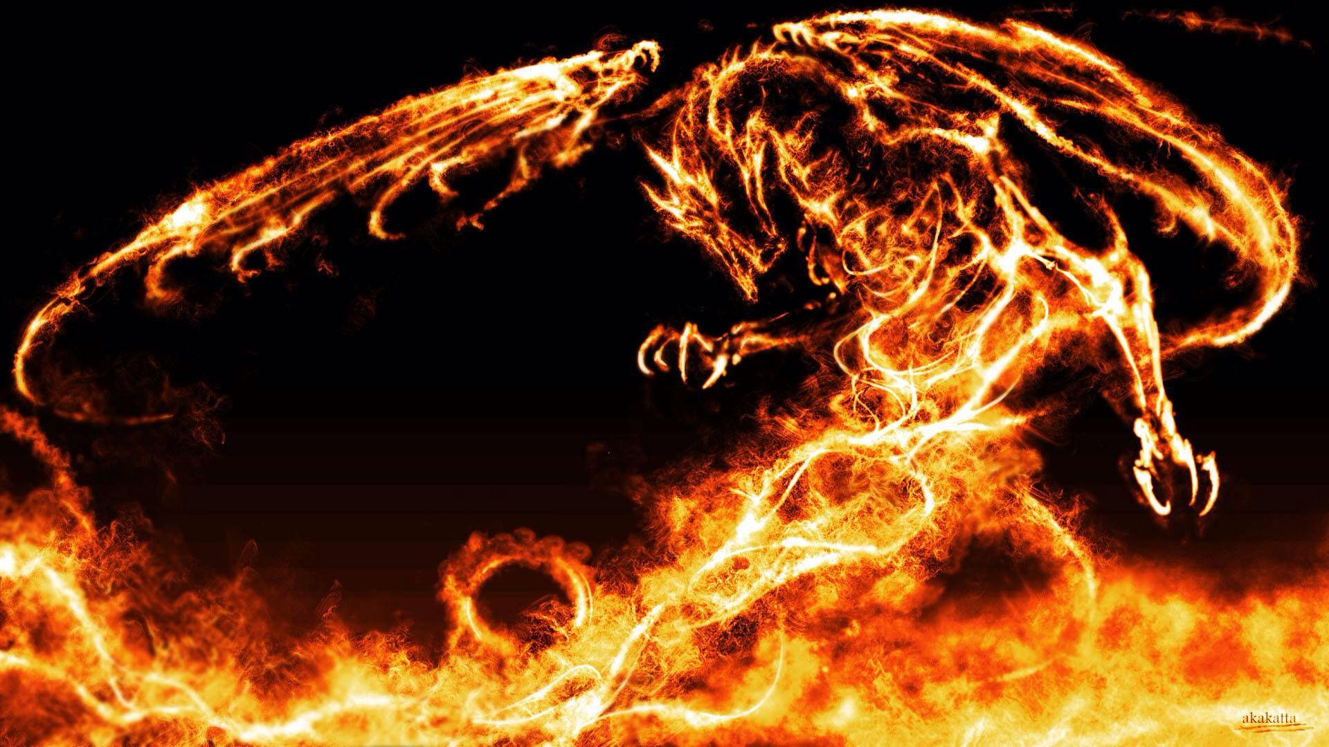Flaming Dragon Wallpaper