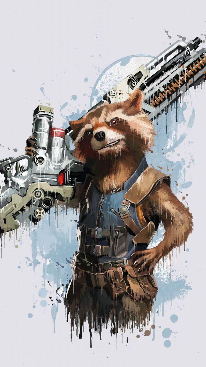 Rocket Raccoon, Avengers: infinity war, minimal, art, 720x1280