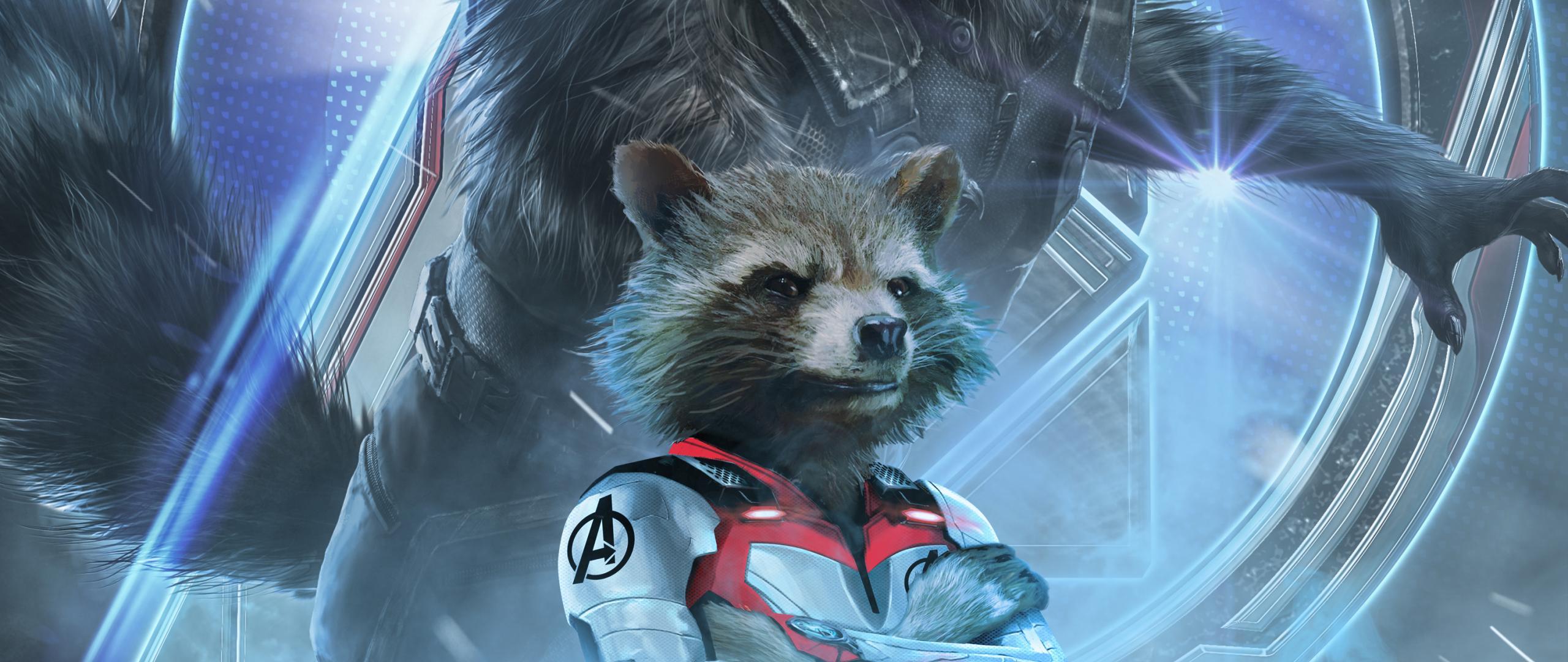 Avengers Endgame Rocket Raccoon Poster Art 2560x1080