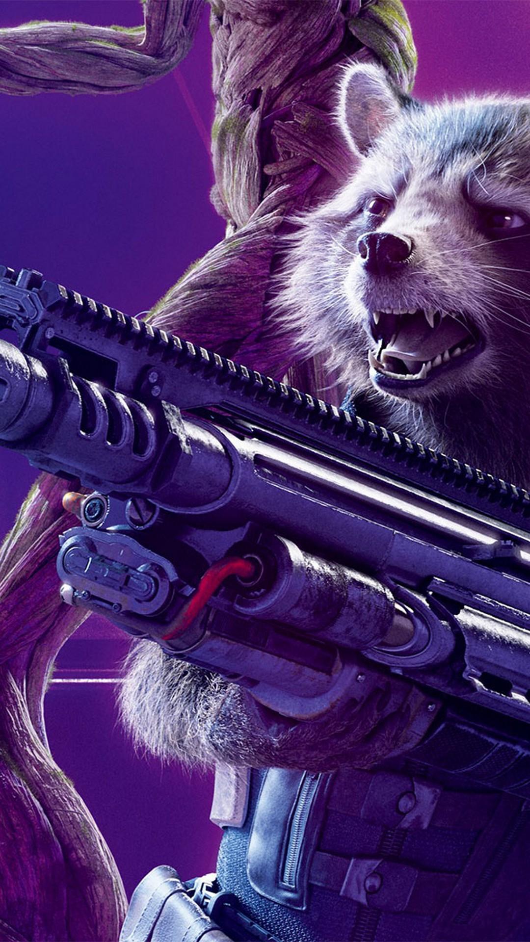Rocket Raccoon Avengers Endgame iPhone Wallpaper Movie Poster