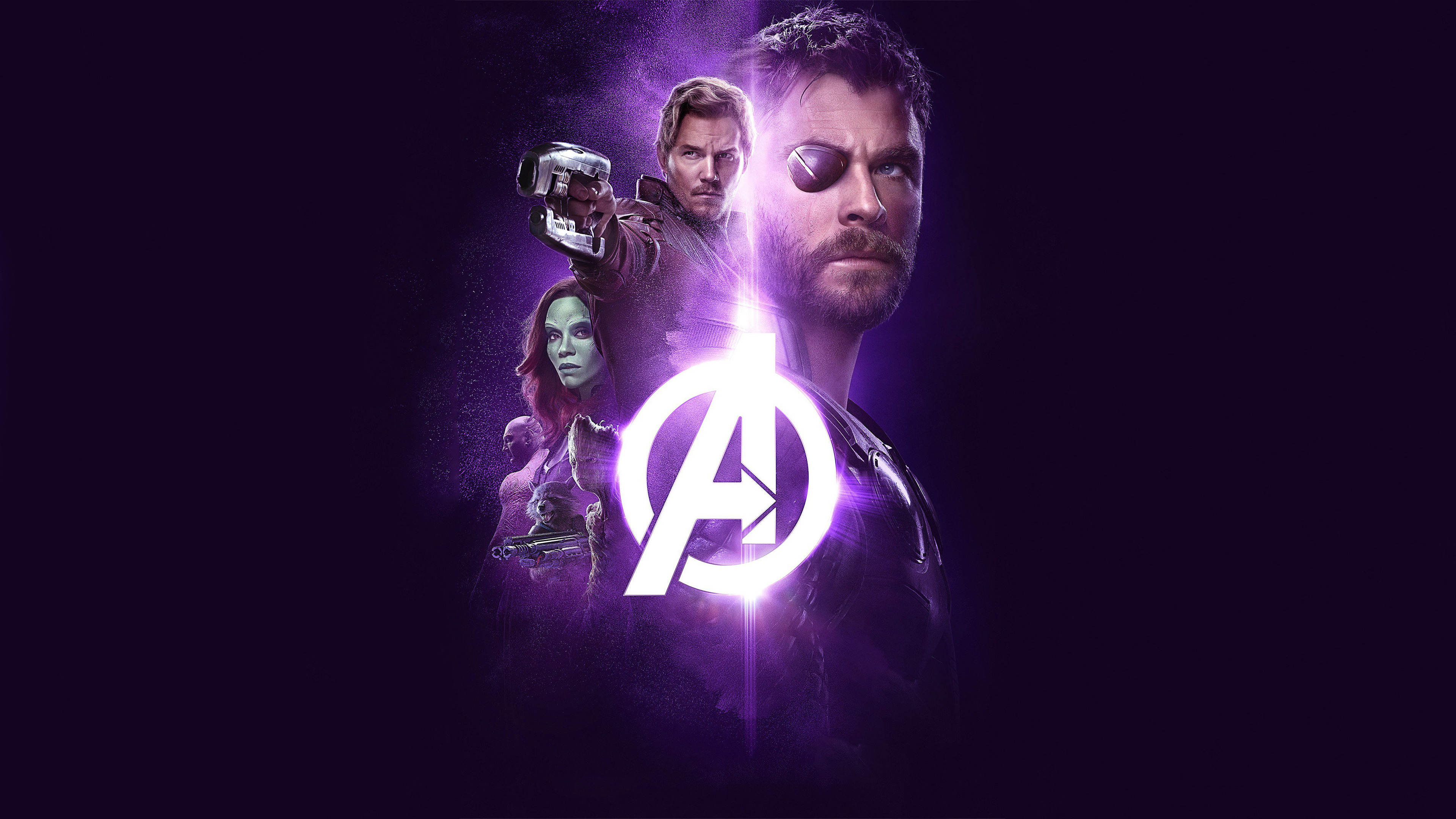 Wallpaper 4k Avengers Infinity War Thor Groot Rocket Star Lord