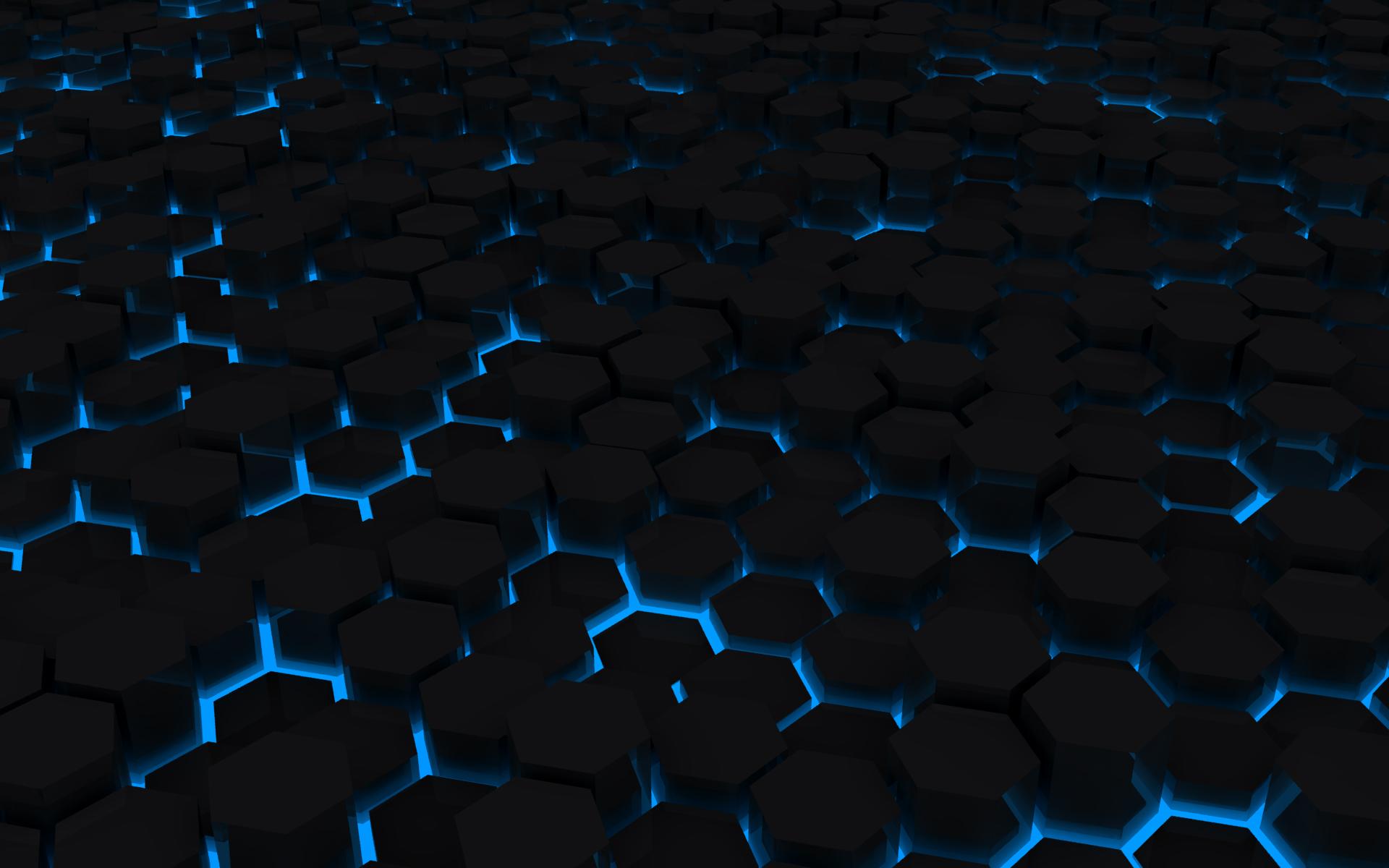 black block with blue blocks coming out background