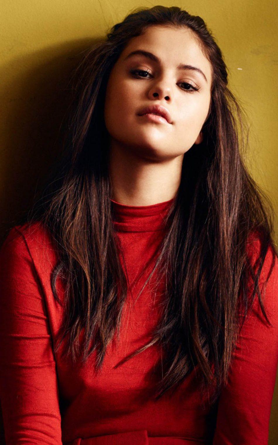 Cute Selena Gomez In Red Dress 4K Ultra HD Mobile Wallpaper