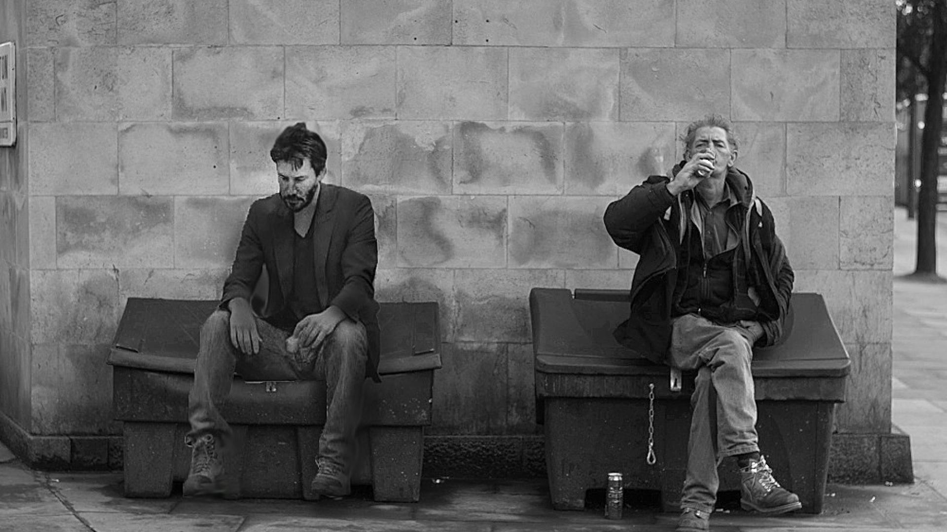 Men keanu reeves poor sad homeless person Wallpaper