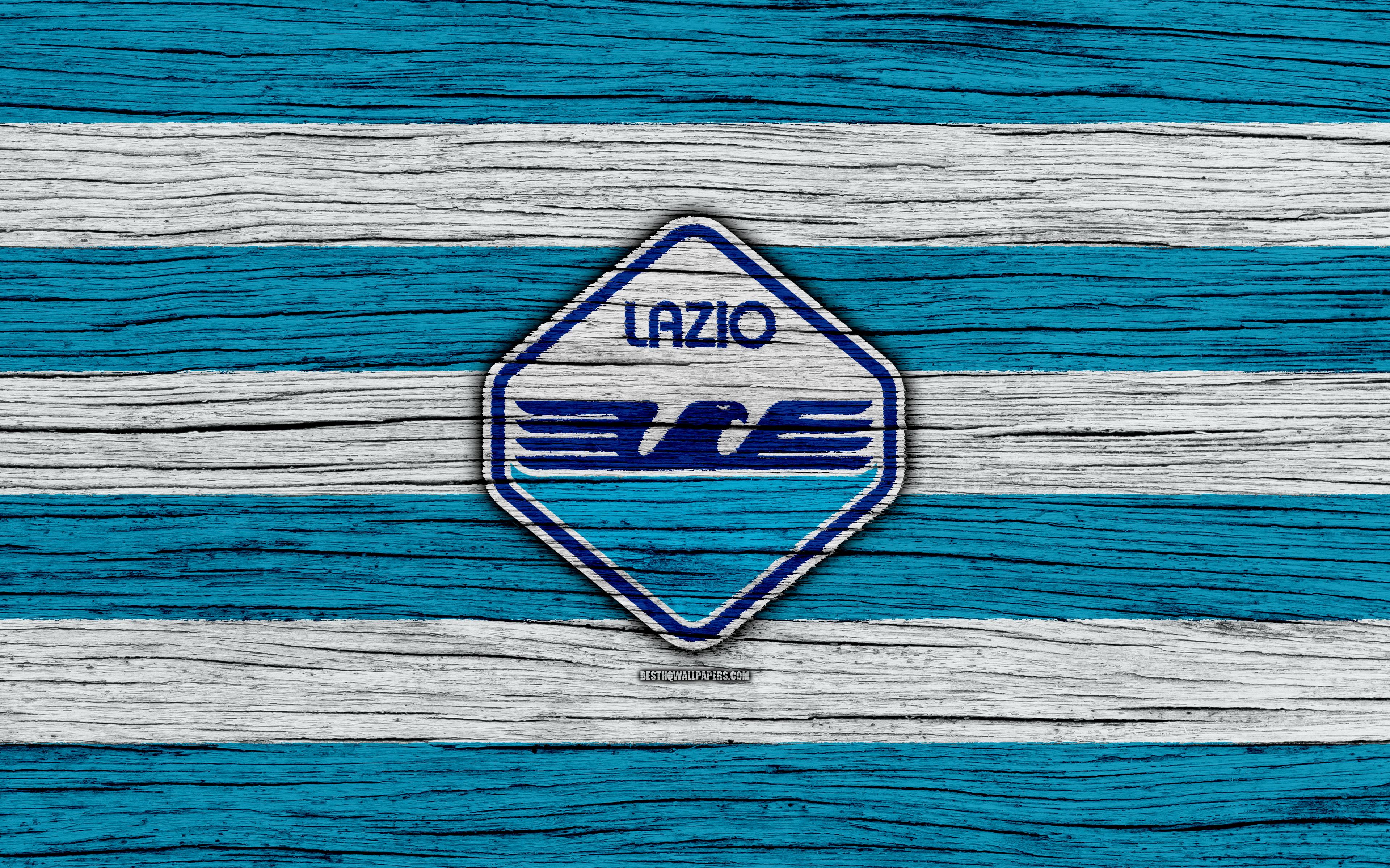 Download wallpaper Lazio, 4k, Serie A, new logo, Italy, wooden