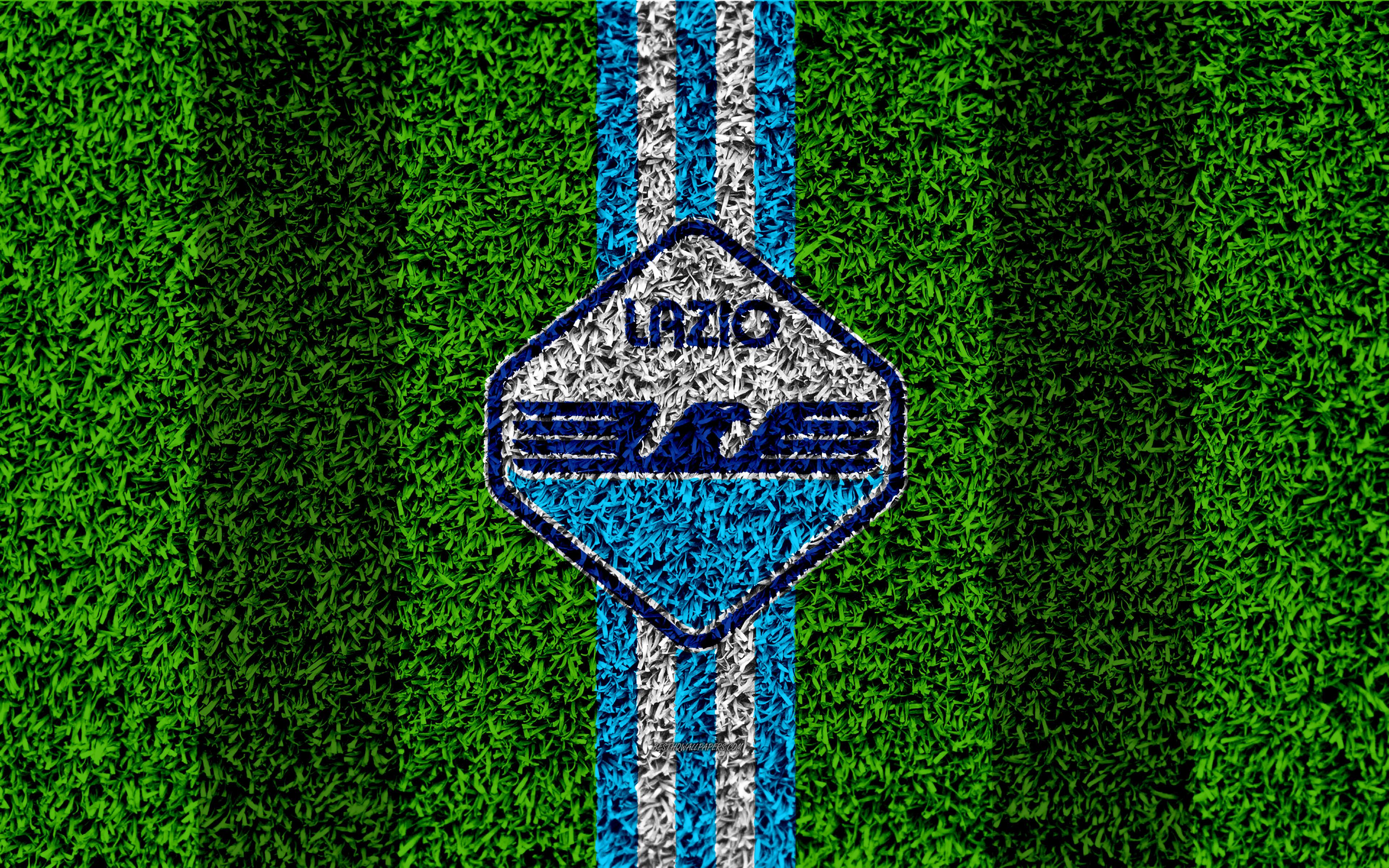 Download wallpaper Lazio FC, 4k, logo, football lawn, Italian
