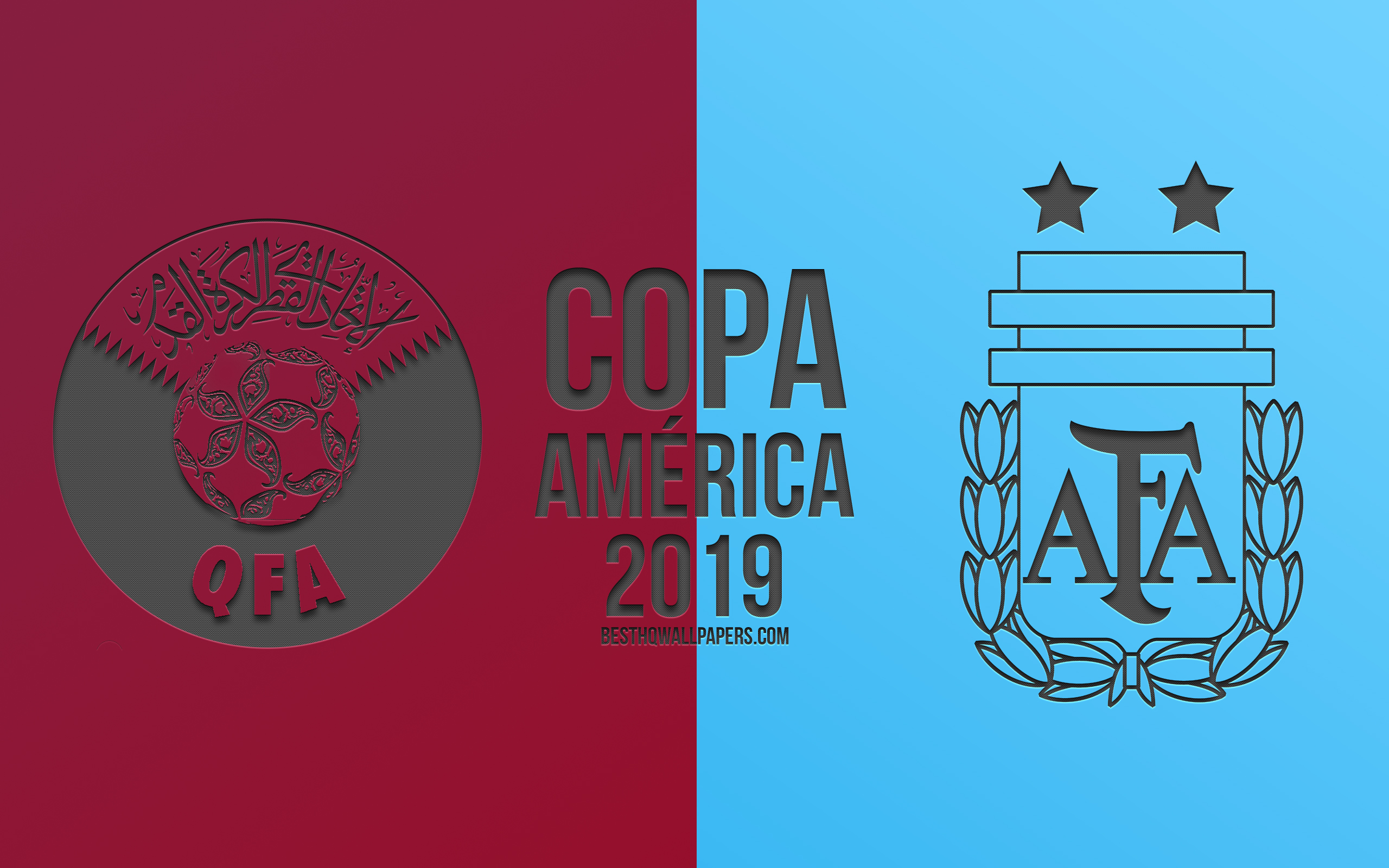 Download wallpaper Qatar vs Argentina, 2019 Copa America, football