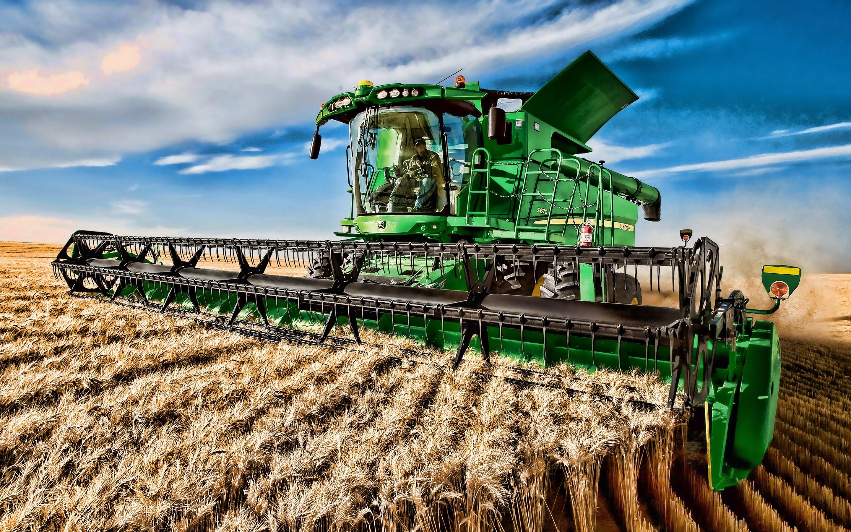 Download wallpaper John Deere S grain harvesting, 2019 combines