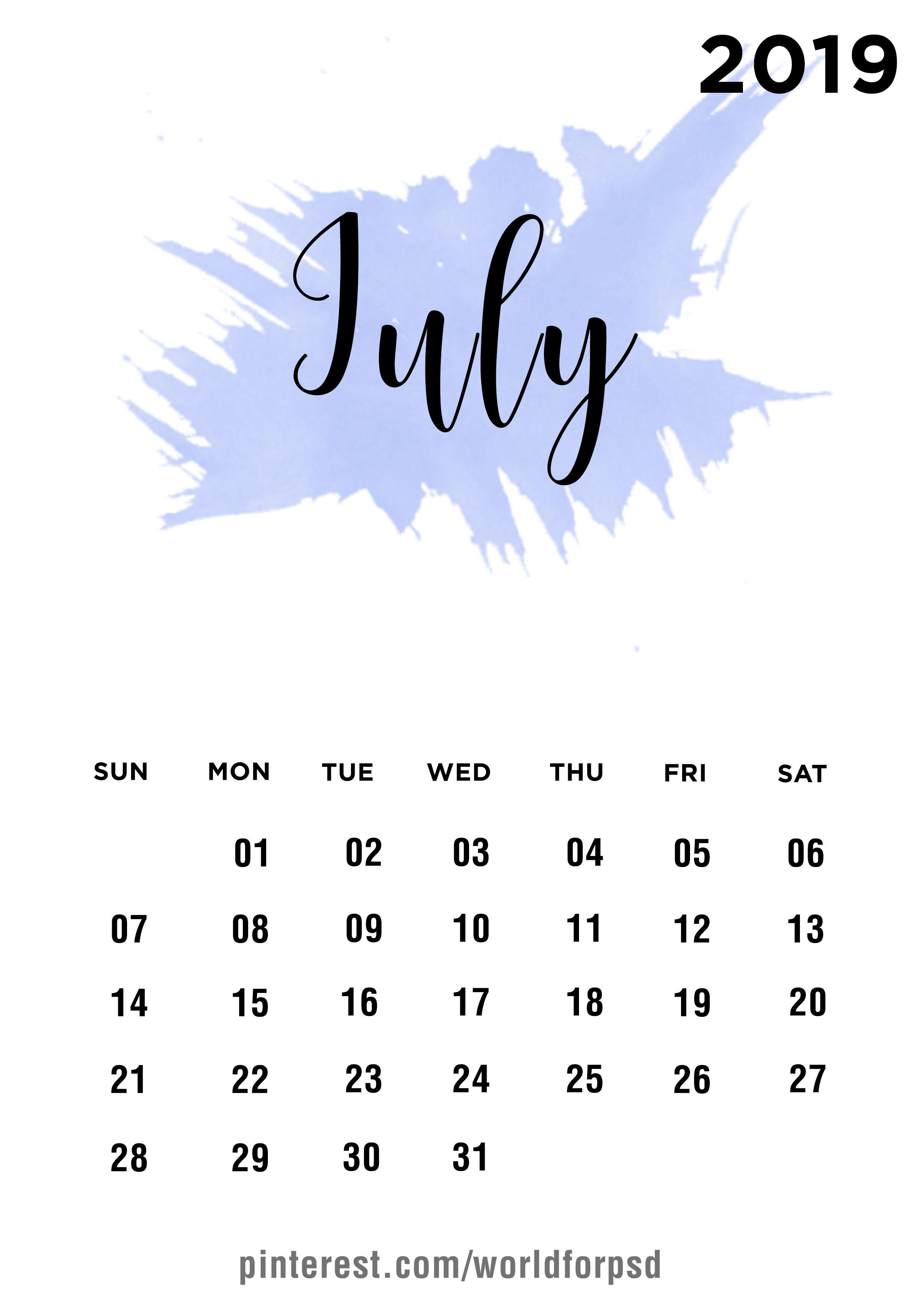 July 2019 Calendar Design #calendar #calendarideas #newyear