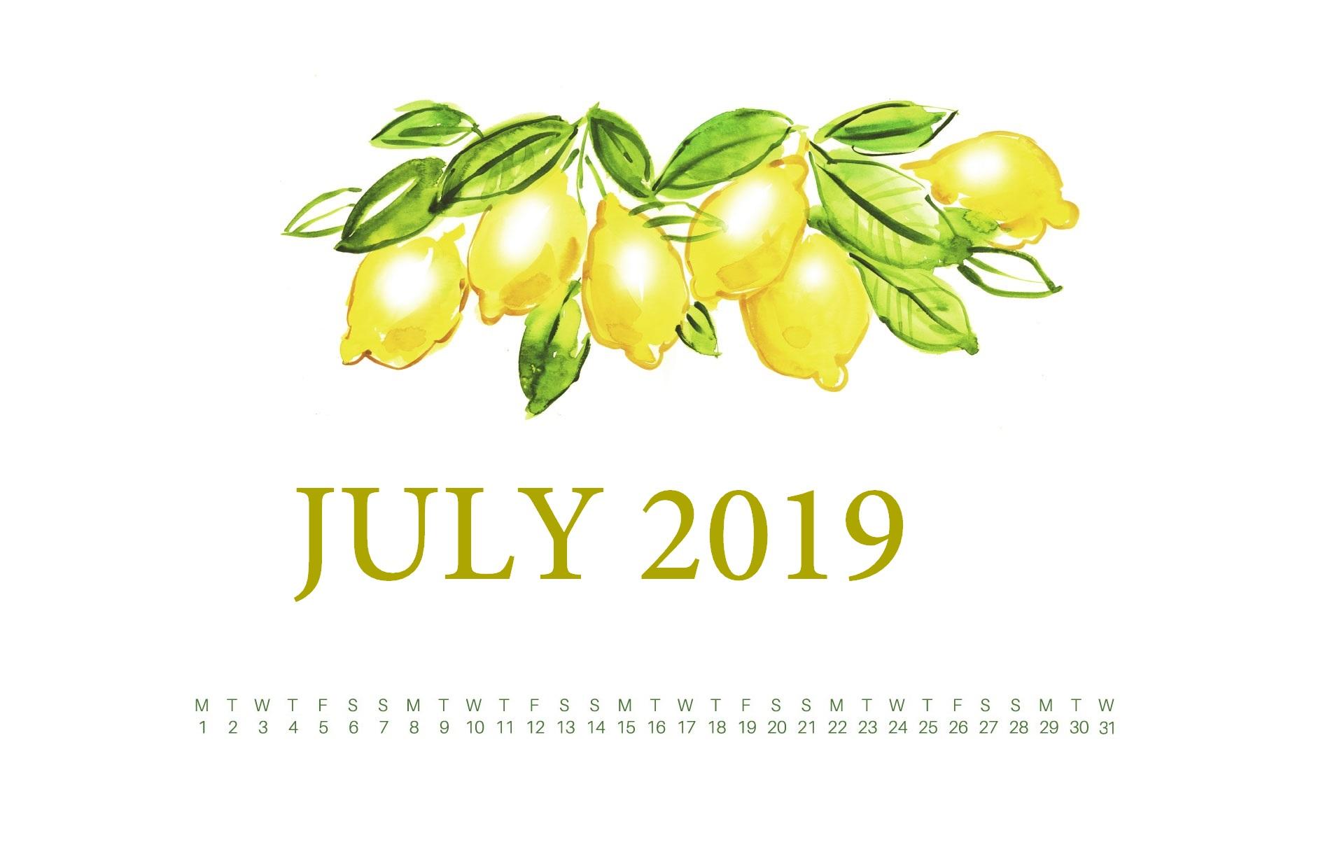 July 2019 Desktop Wallpaper Calendar