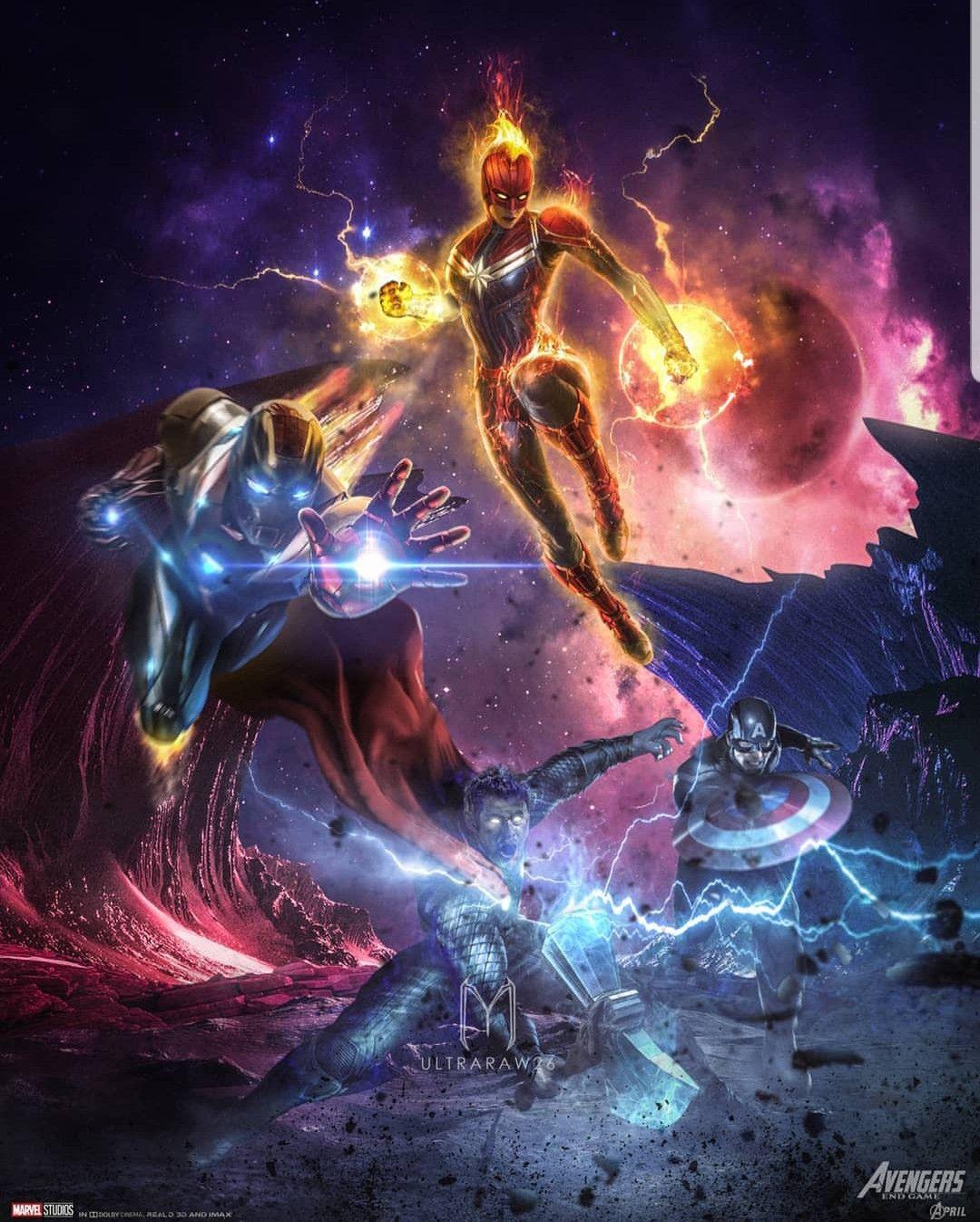 Captain America, Captain Marvel, Iron Man, Thor..vs Thanos