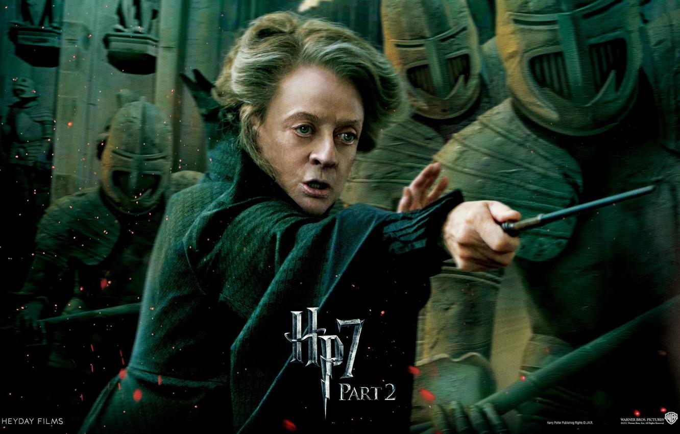 Wallpaper warriors, Harry Potter and The Deathly Hallows part Minerva McGonagall, Minerva McGonagall, the battle for Hogwarts, Harry Potter and the Deathly Hallows Part - for desktop, section фильмы