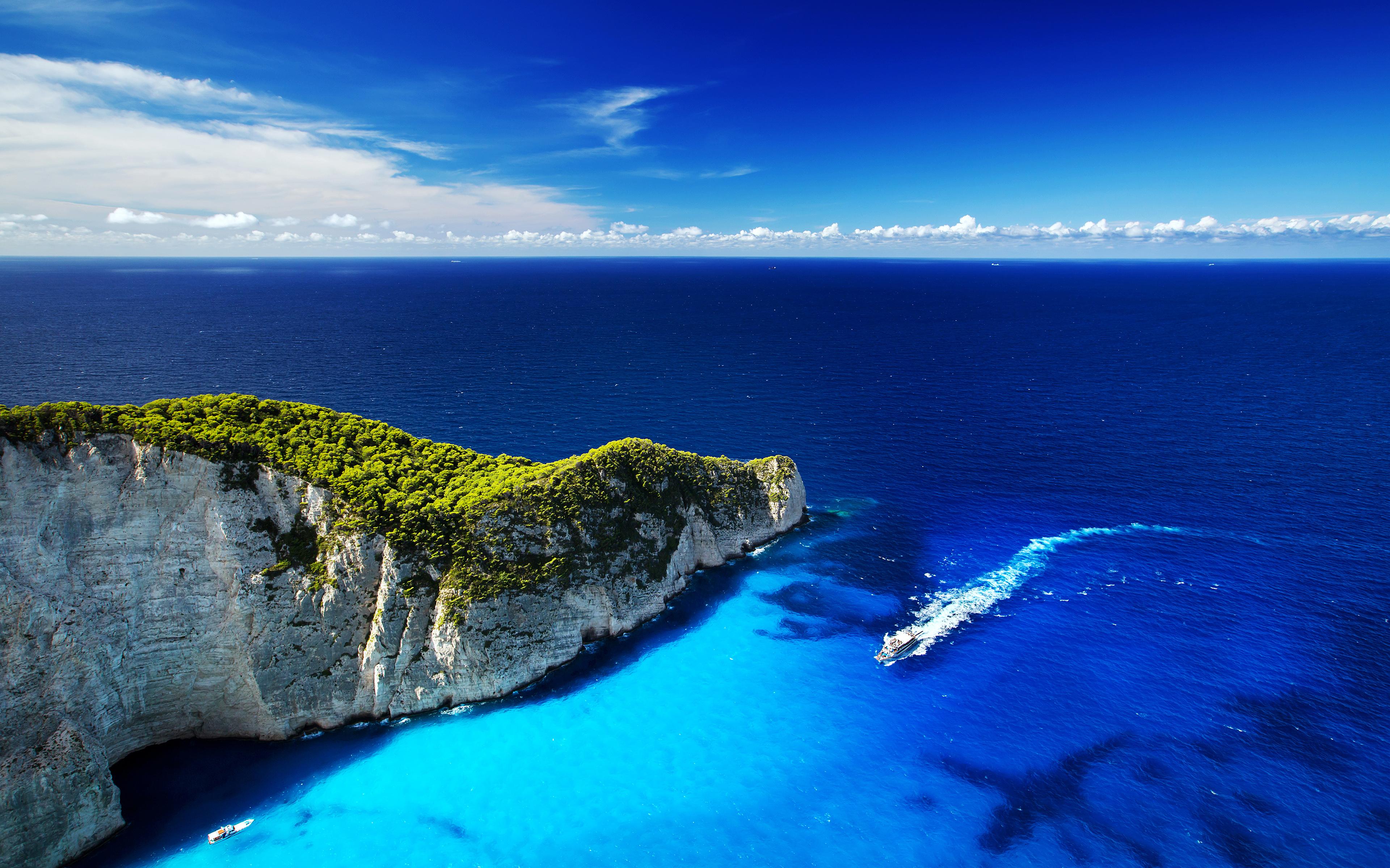 Download wallpaper Greek island, Ionian sea, seascape, travel