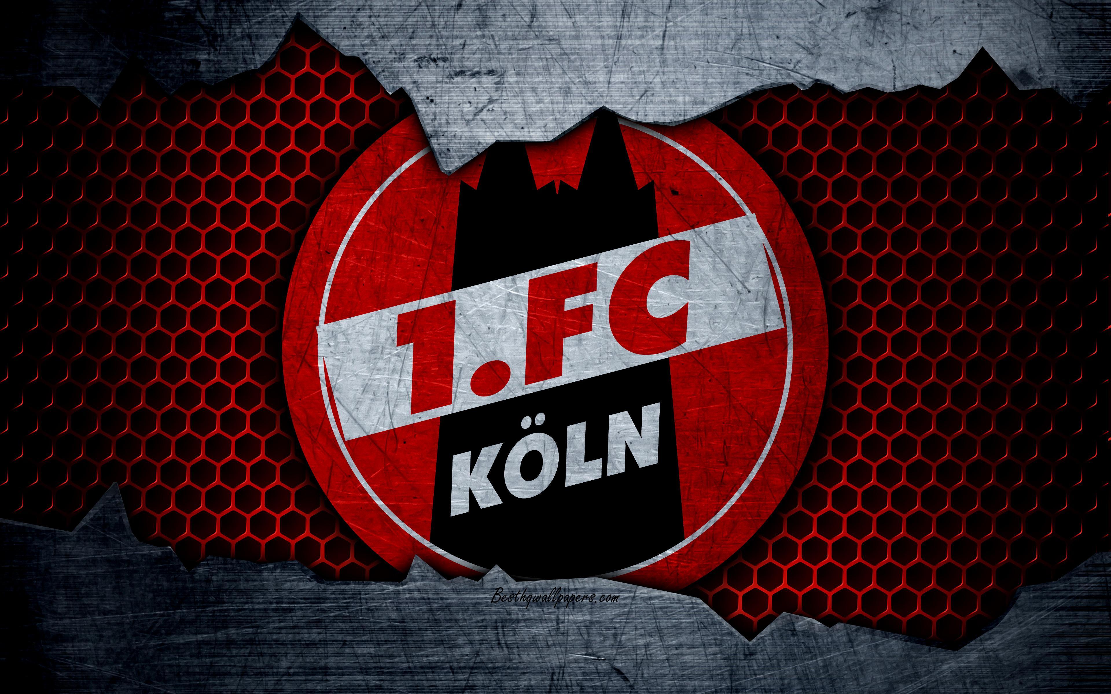 Download wallpaper FC Koln, 4k, logo, Bundesliga, metal texture