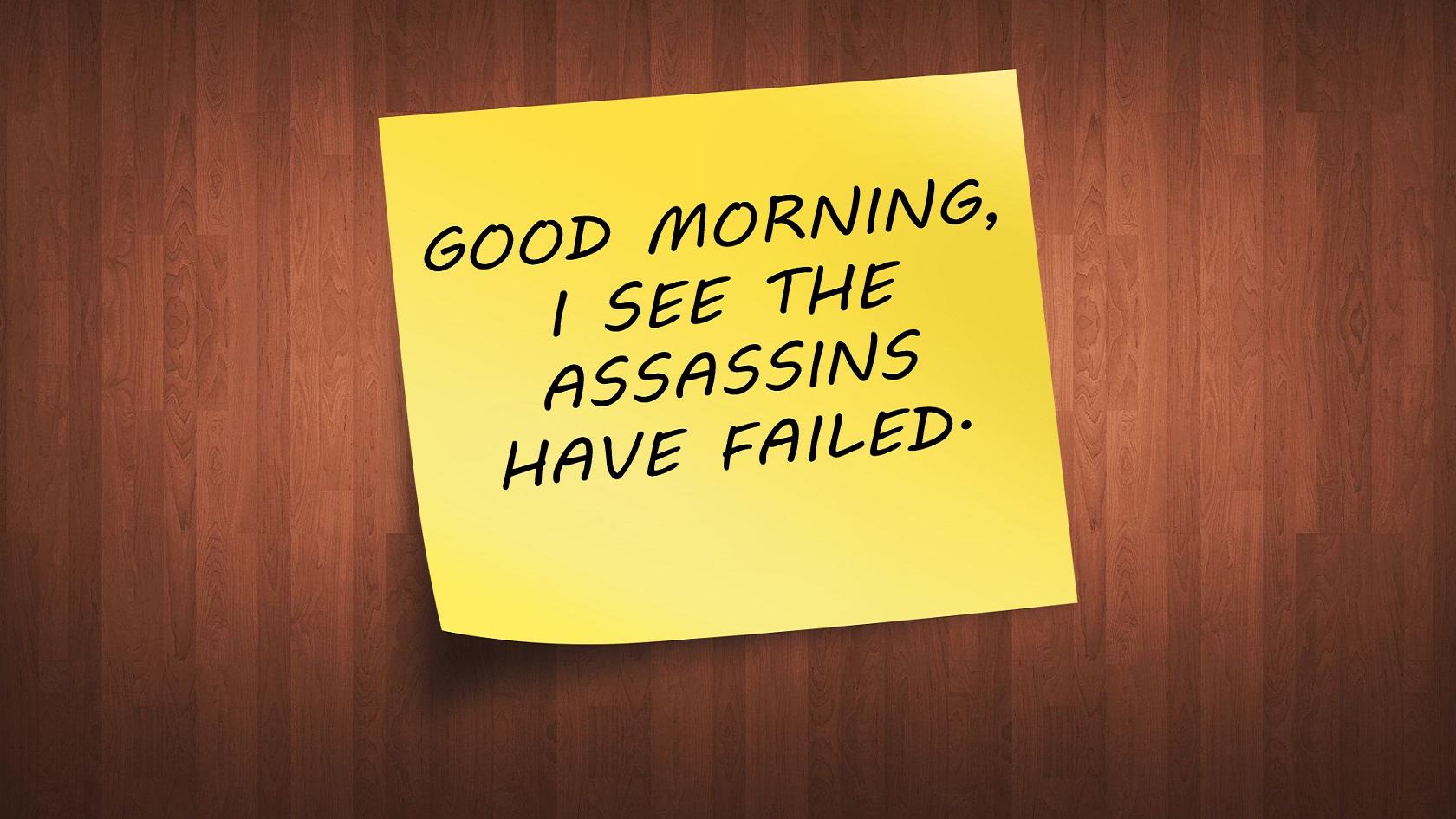 assassins, fail, warning, notice, post it note wallpaper