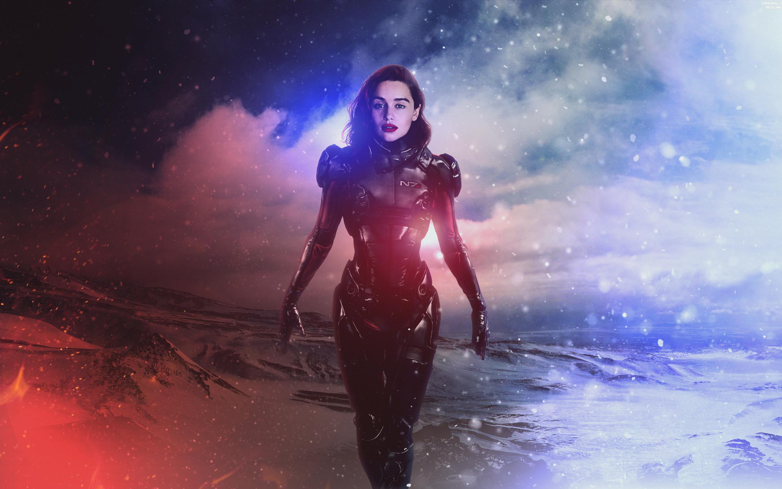 Wallpaper of Emilia Clarke, Fan Art, Mass Effect, Andromeda