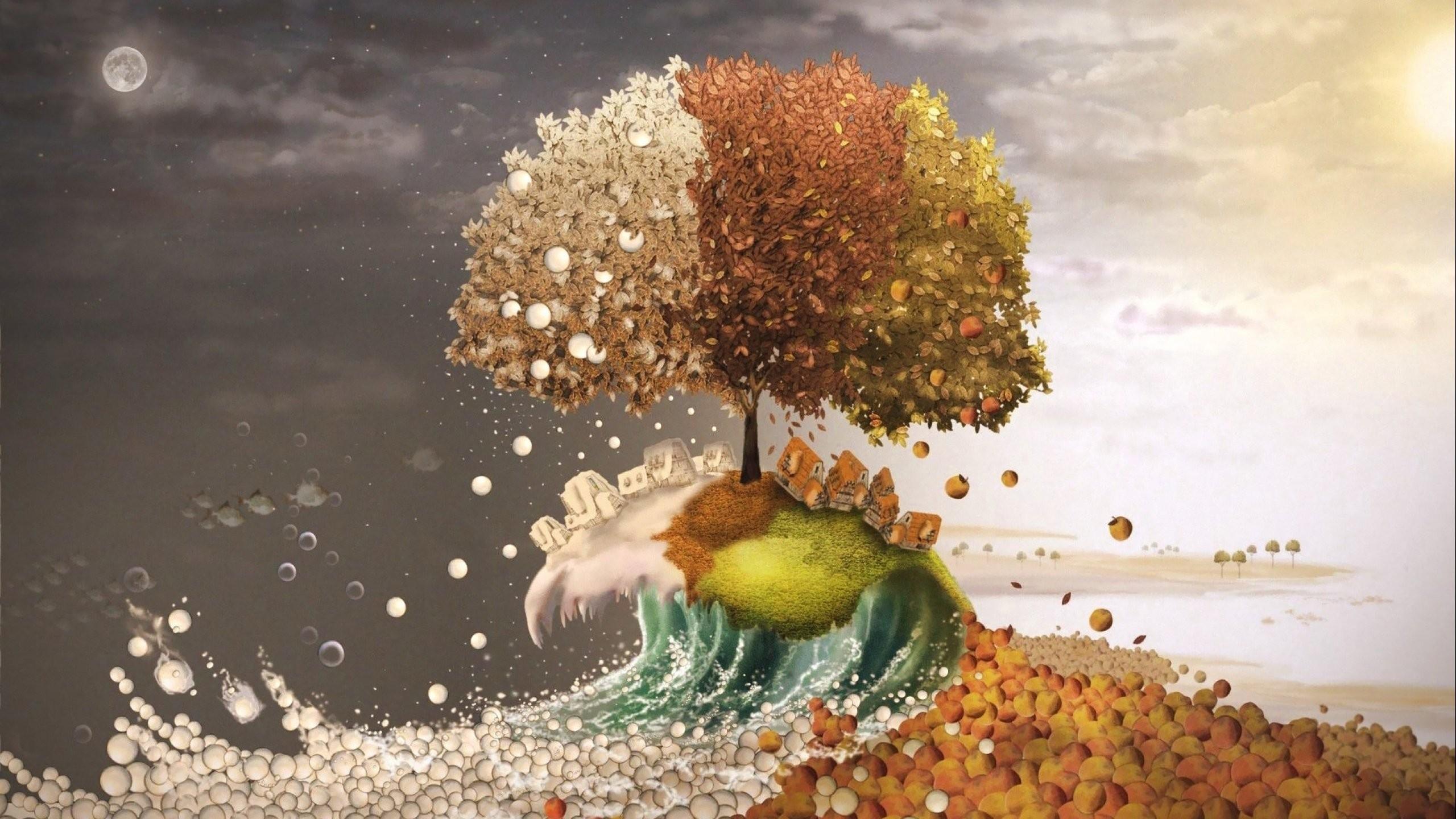 Landscape, Tree, Abstract HD Wallpaper, Artistic, nature, Art