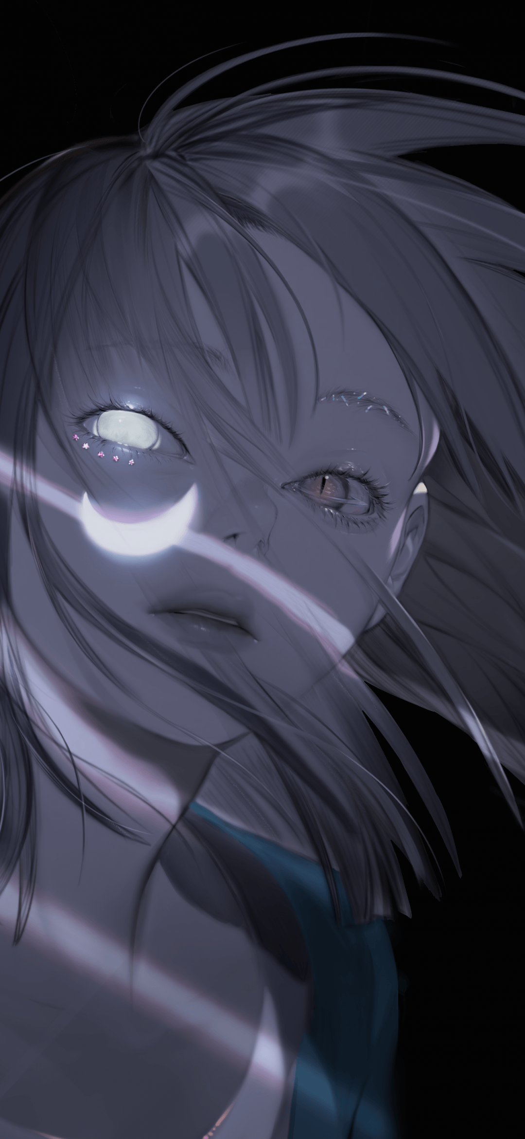Download 1080x2340 Anime Girl, Shiny Eye, Crescent Wallpaper