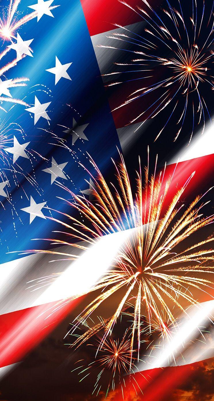 American Flag Fireworks Wallpaper. *Stripes and Polka Dots
