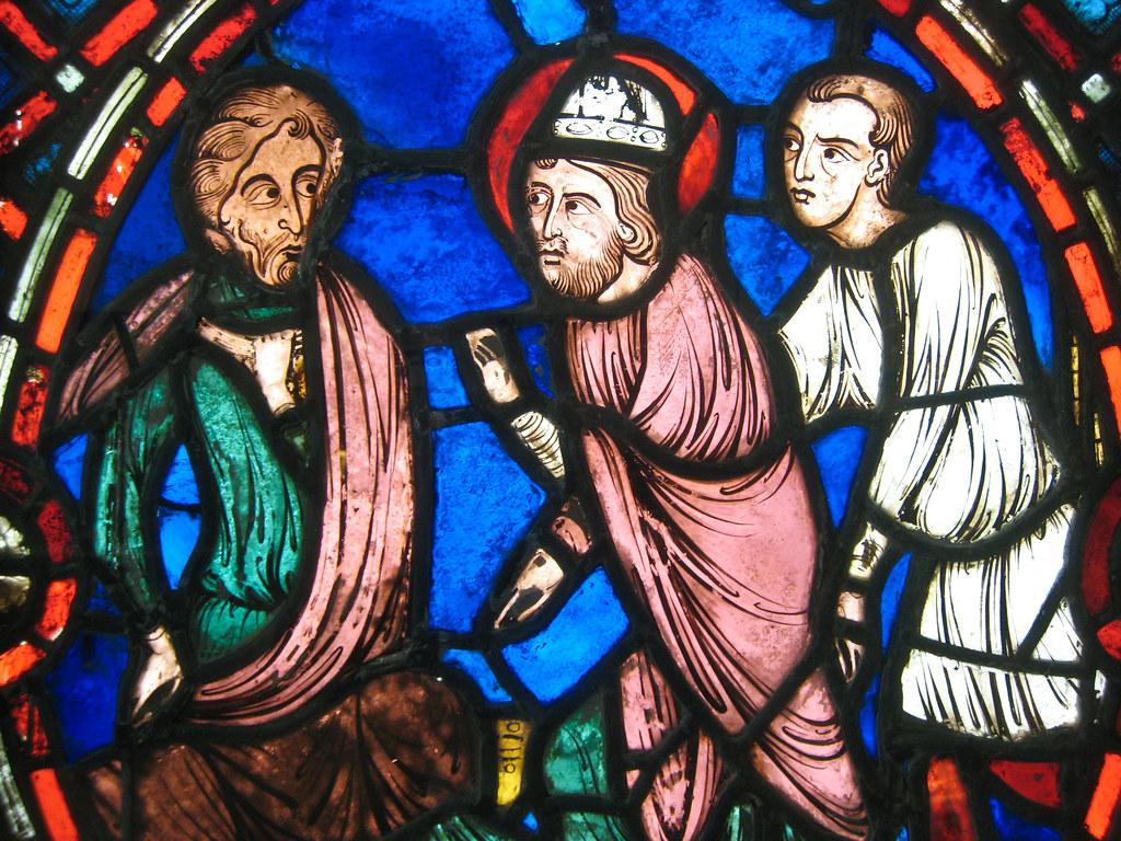 Saint Blaise Confronting the Roman governor, Stained glass