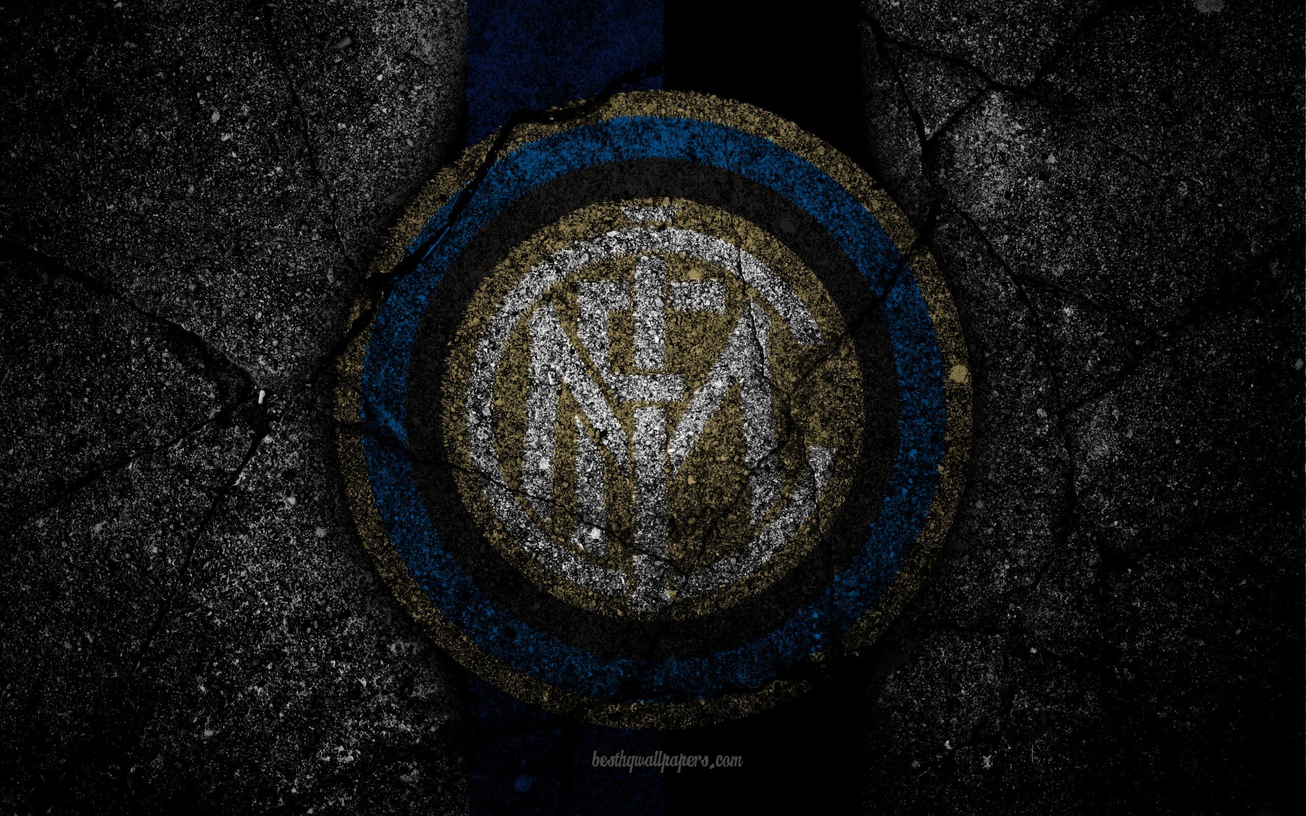 Download wallpaper Inter Milan, logo, asphalt texture, Serie A