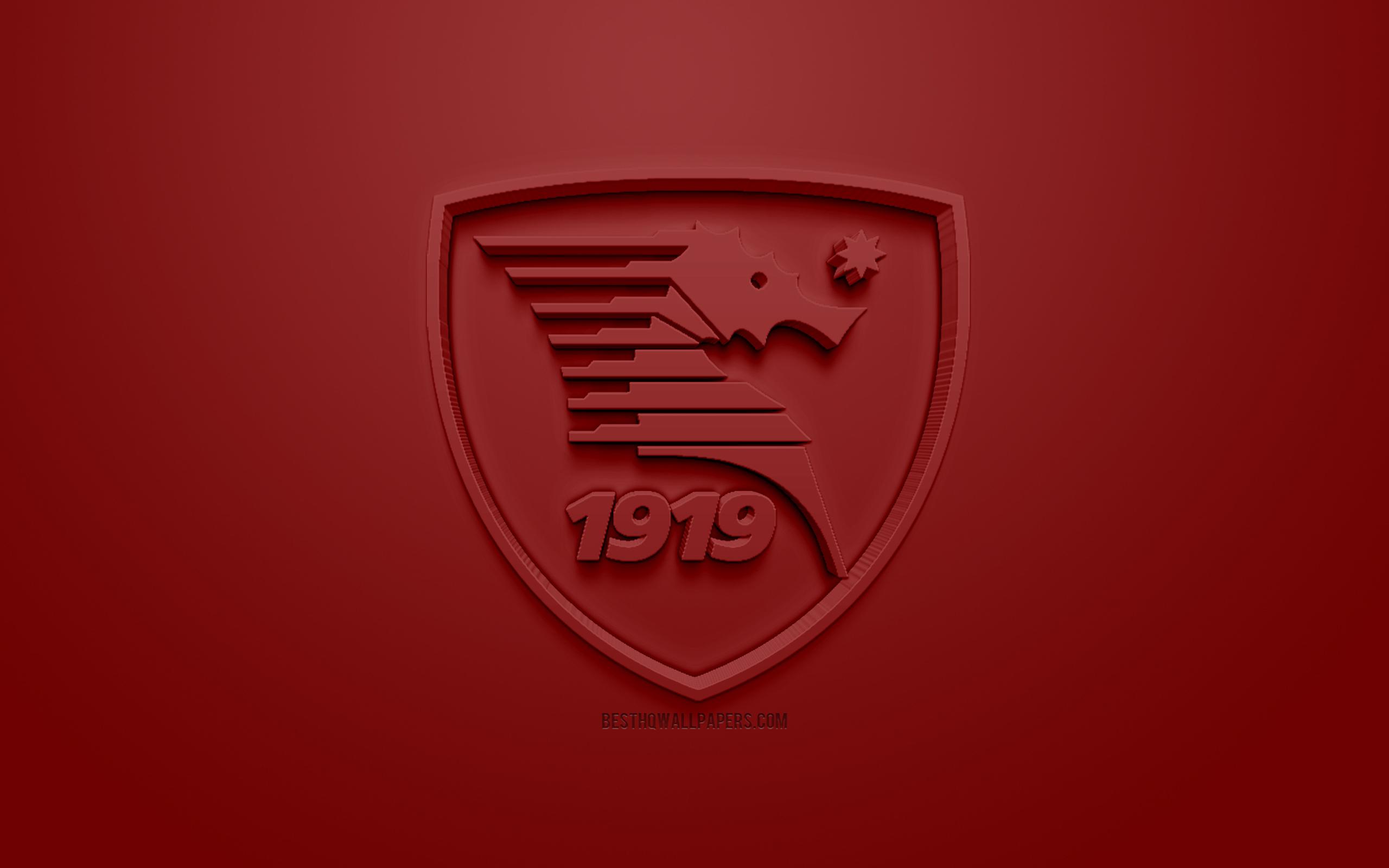 Scarica sfondi US Salernitana creativo logo 3D, sfondo marrone